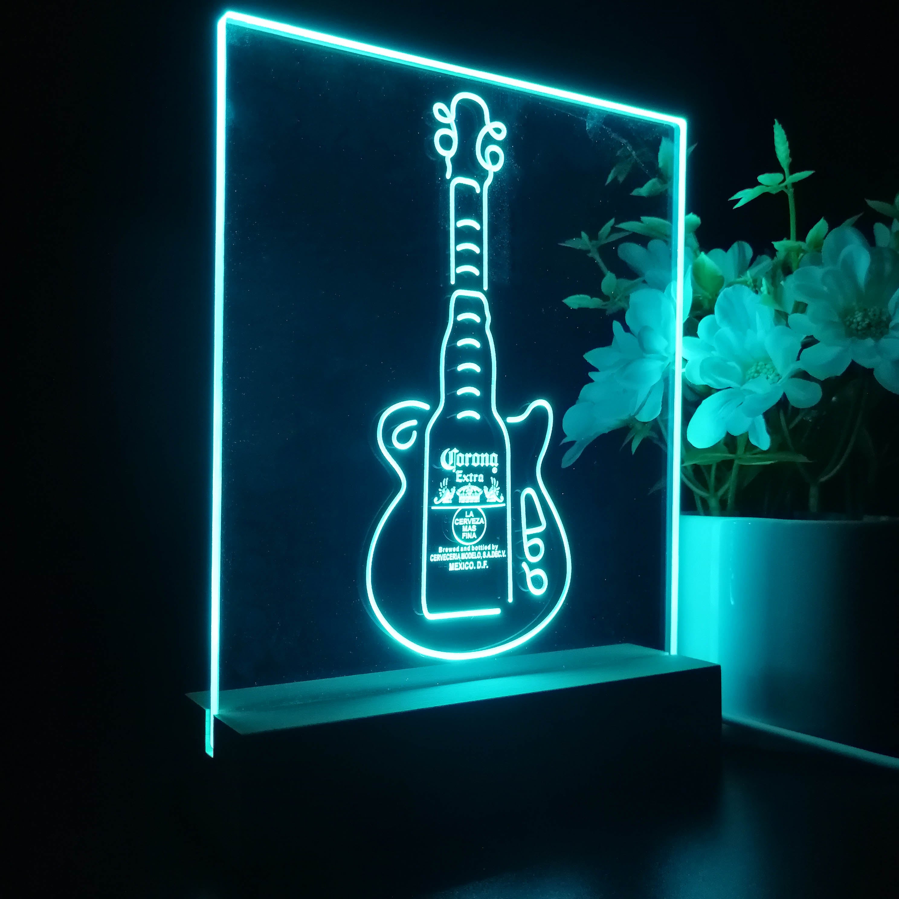 Corona Extra Guitar Bottle 3D LED Illusion Night Light Table Lamp