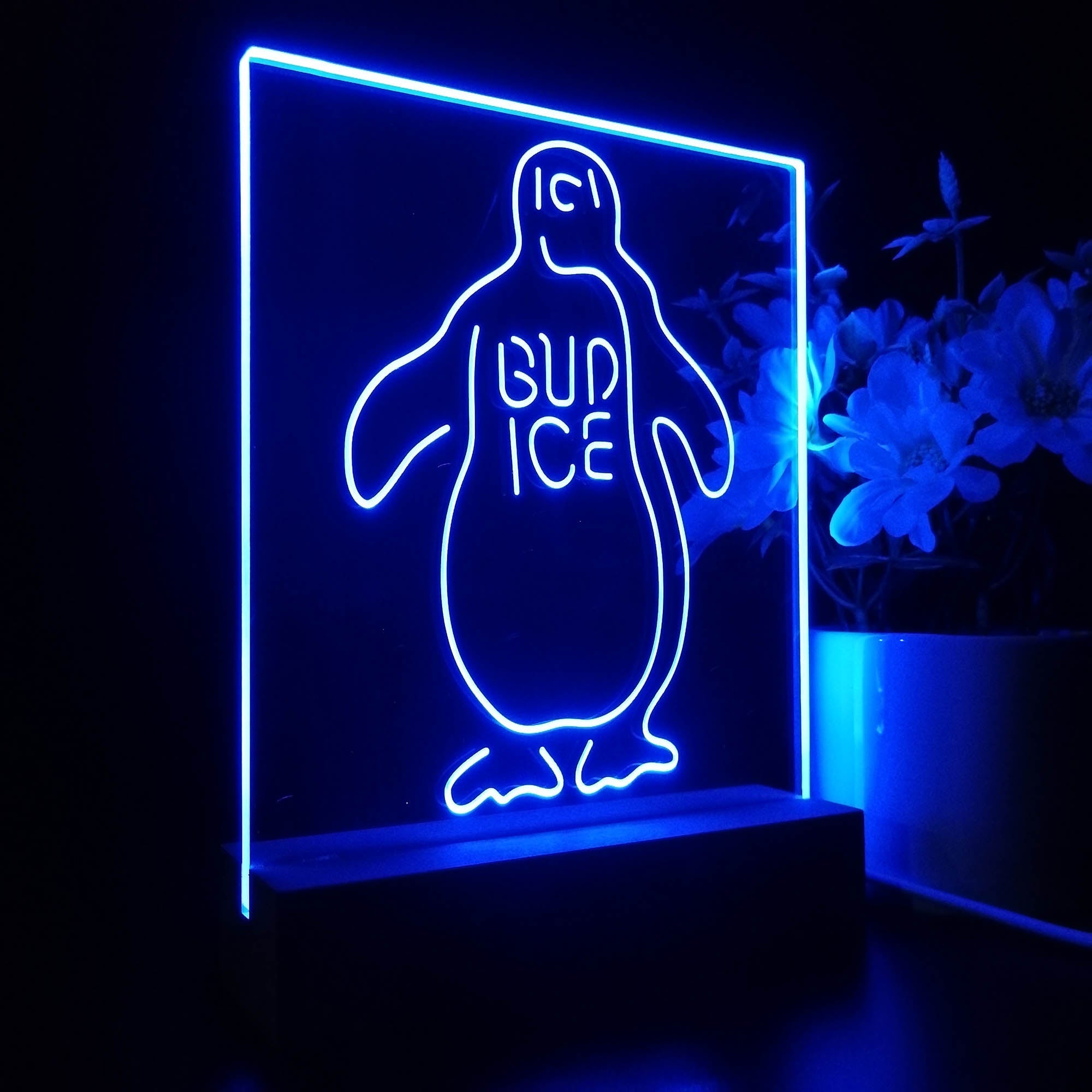 Bud Ice Penguin Beer 3D LED Illusion Night Light Table Lamp