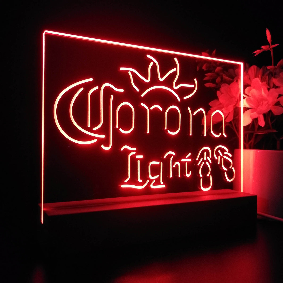 Corona Light Flip Flop Beach 3D LED Optical Illusion Night Light | LED ...
