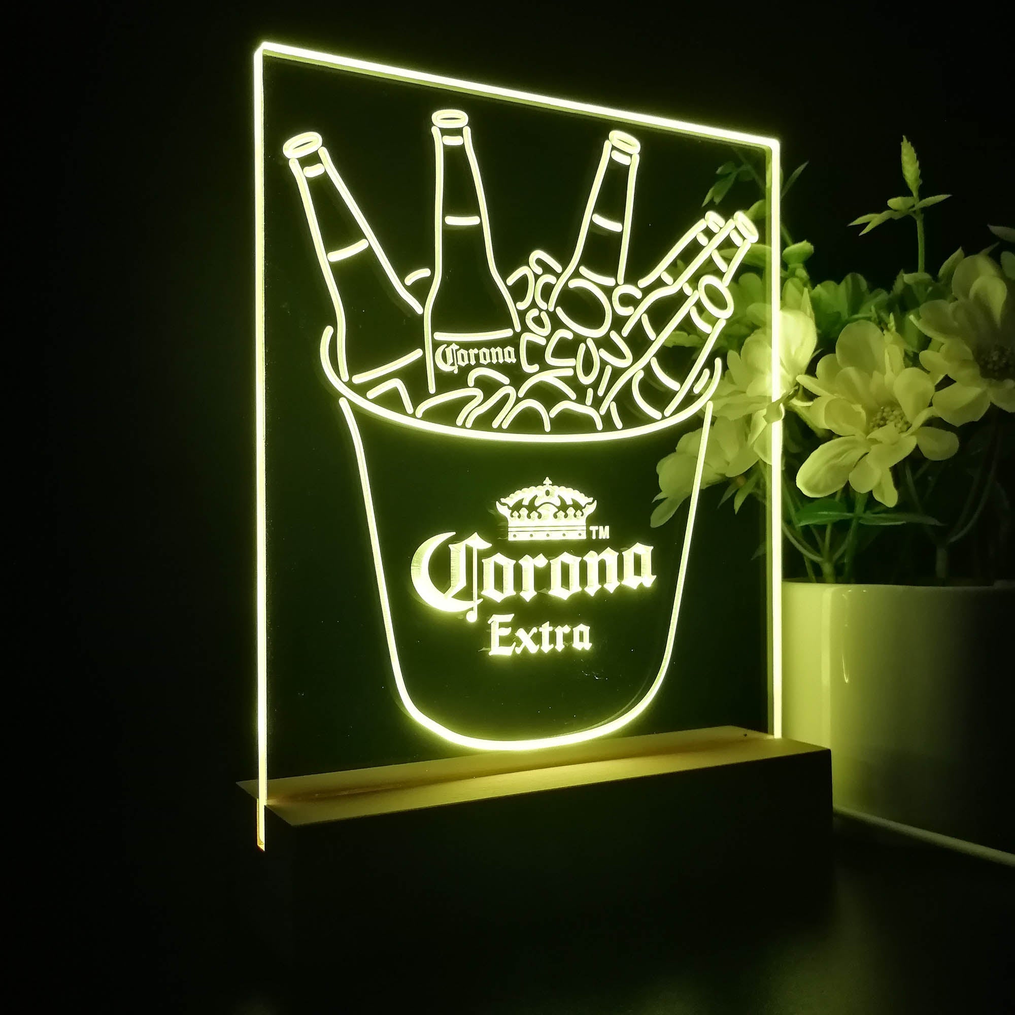 Corona Ice Bucket Beer 3D LED Illusion Night Light Table Lamp