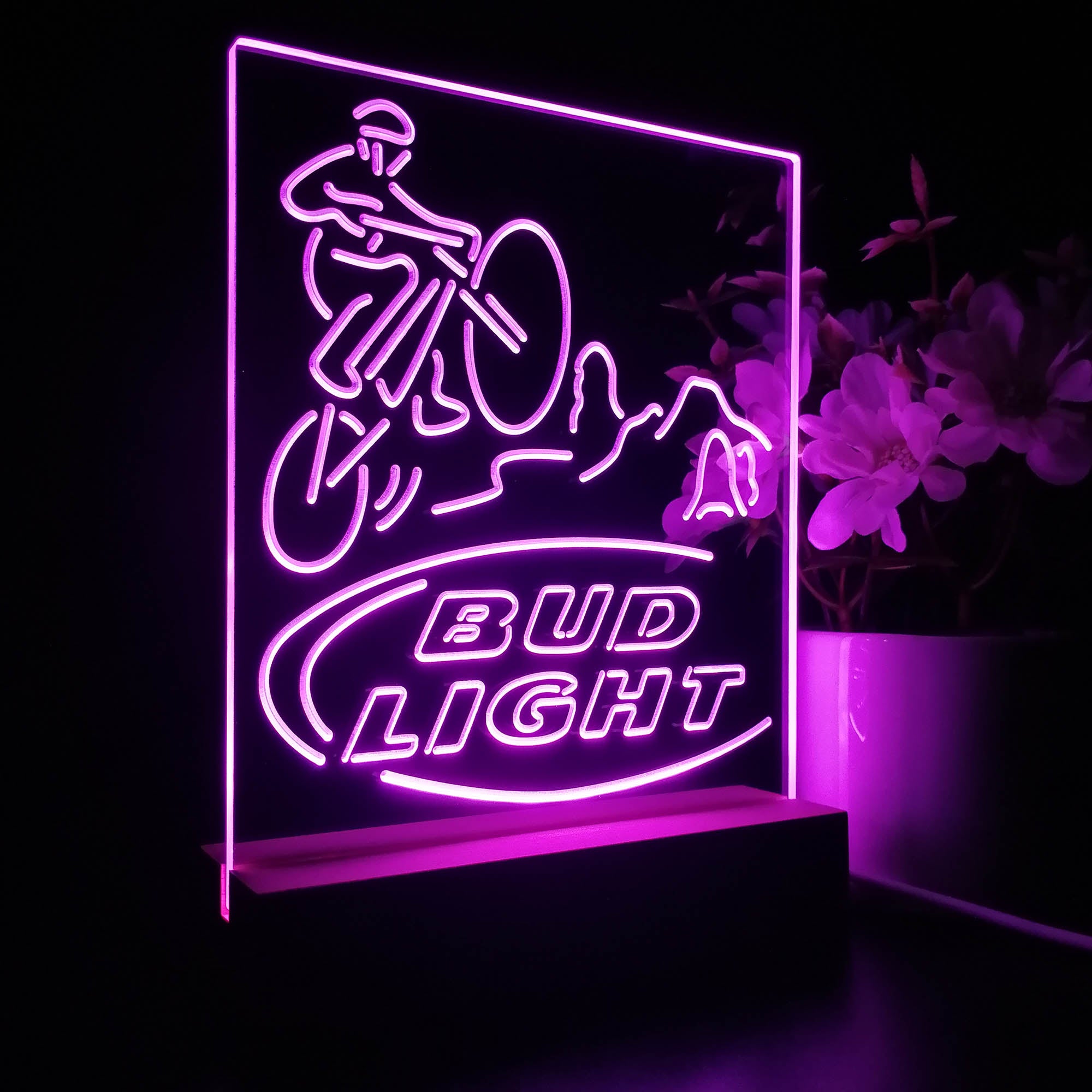 Bud Light Mountain Bike 3D LED Optical Illusion Night Light Table Lamp