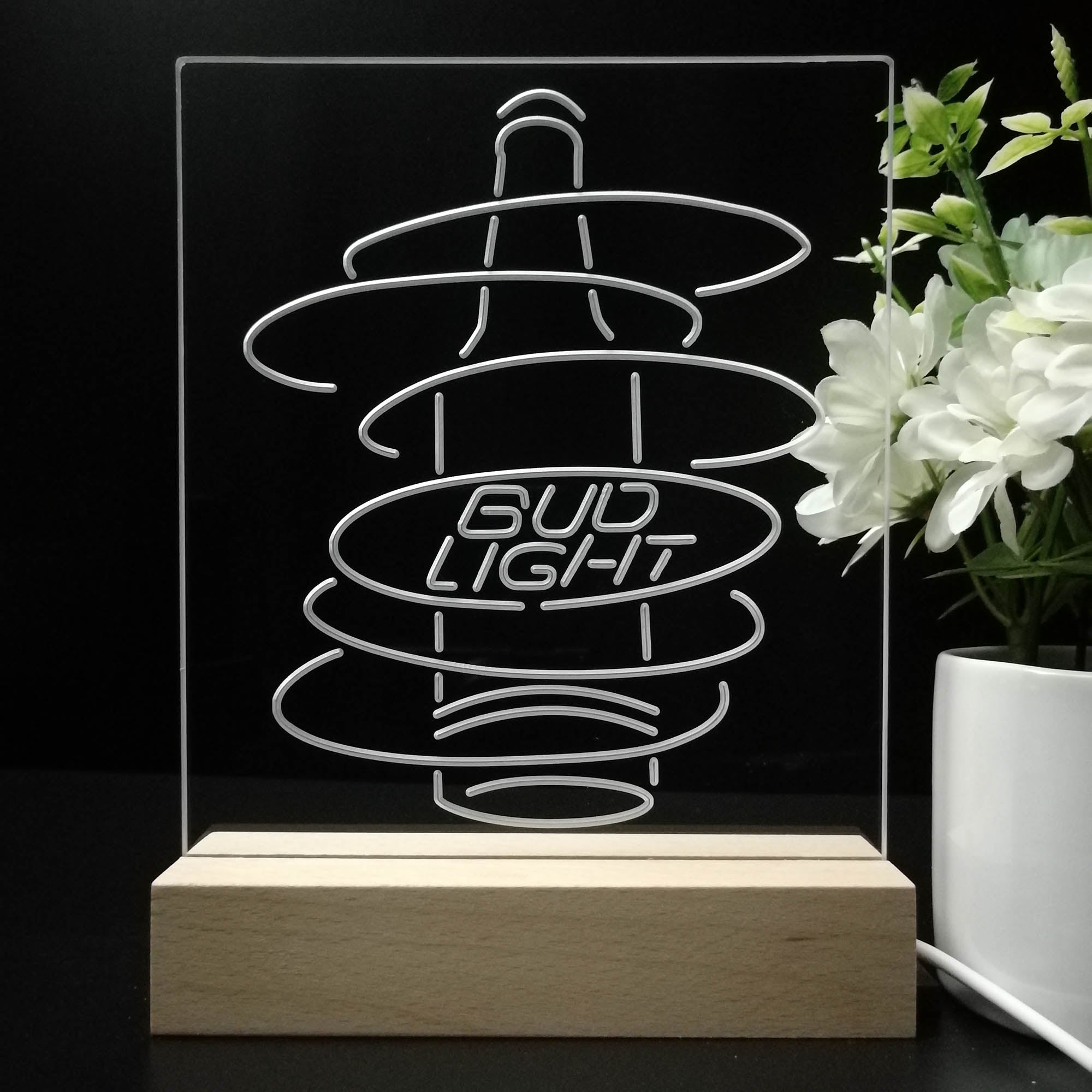 Bud Light Bottle 3D LED Illusion Night Light Table Lamp