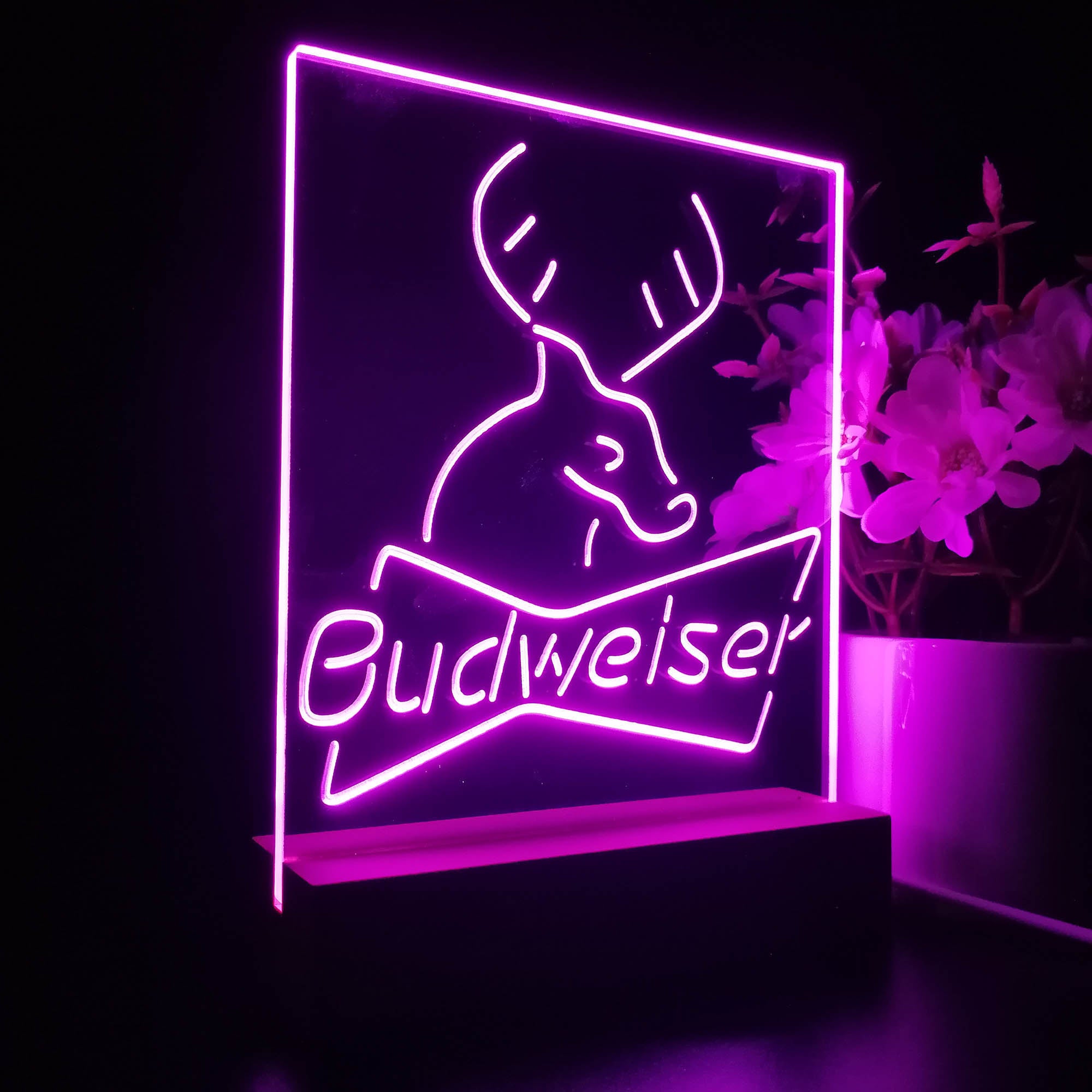 Budweiser Deer Hunting Cabin 3D LED Optical Illusion Night Light Table Lamp