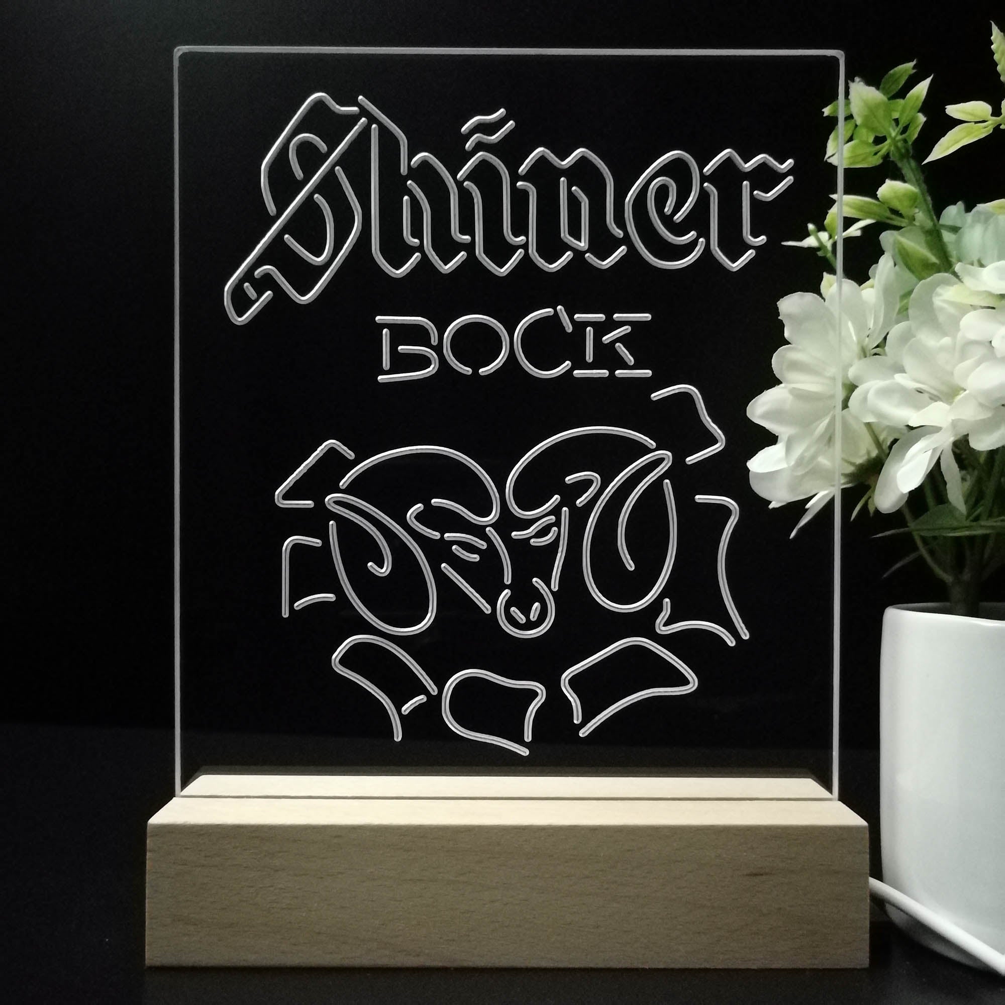 Shiner Bock Ram Beer 3D LED Illusion Night Light Table Lamp