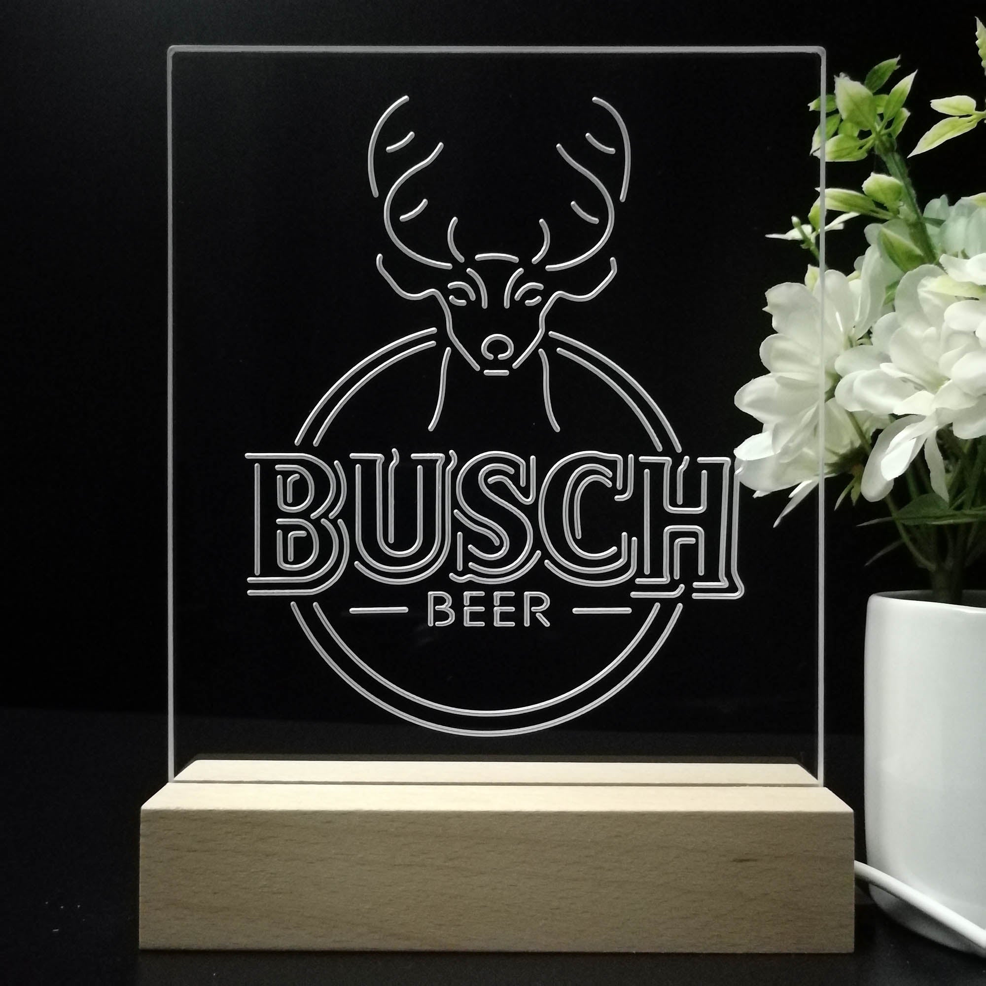 Buschs Beer Deer 3D LED Illusion Night Light Table Lamp