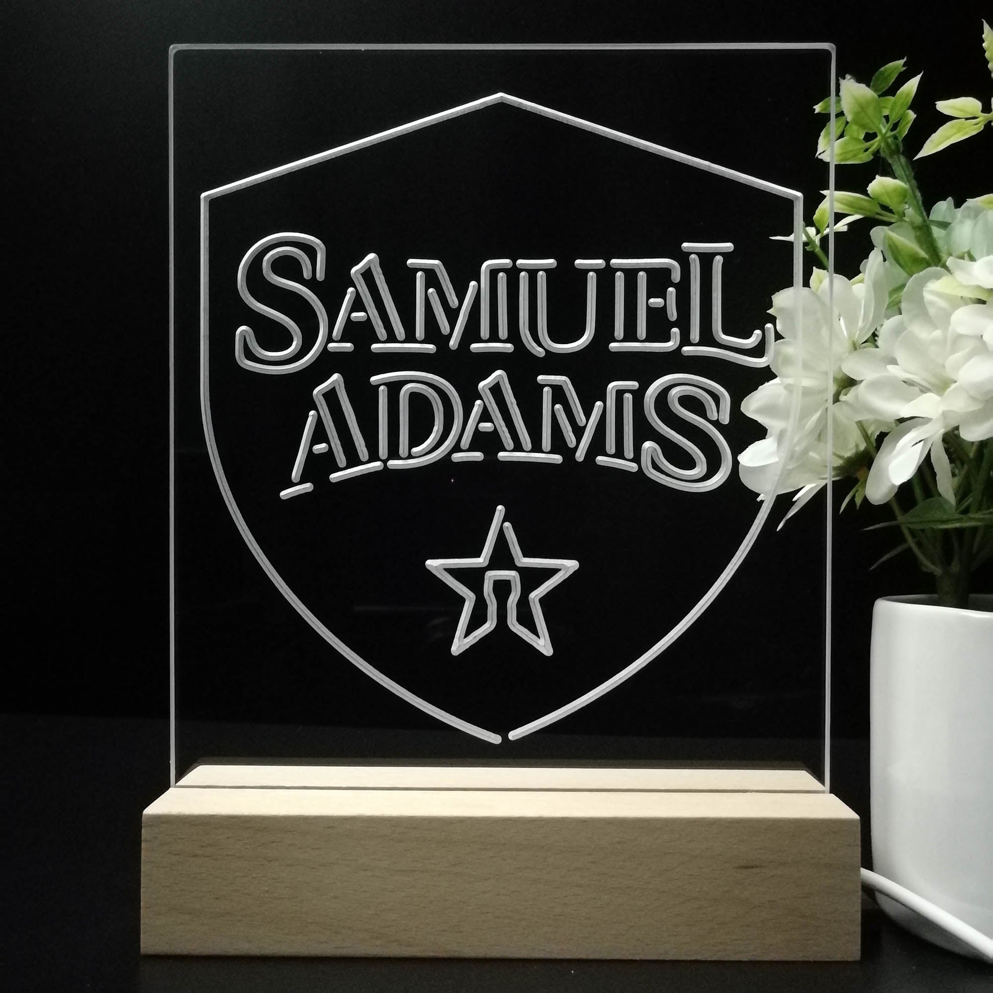 Samuel Adam Badge 3D LED Illusion Night Light Table Lamp