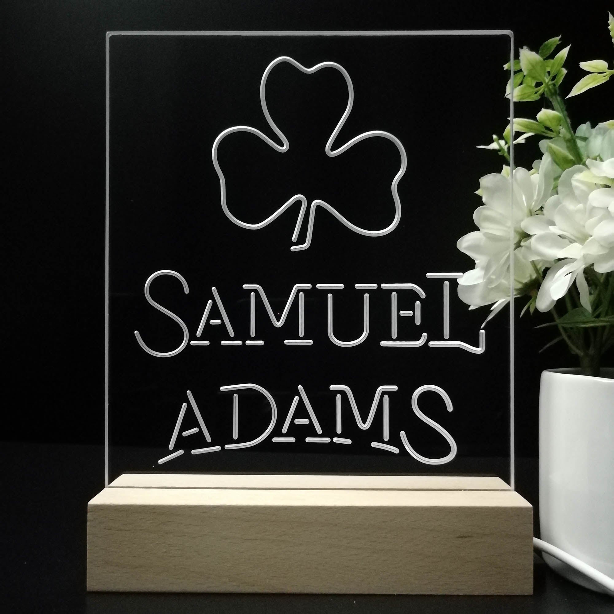 Samuel Adam Shamrock 3D LED Optical Illusion Night Light Table Lamp