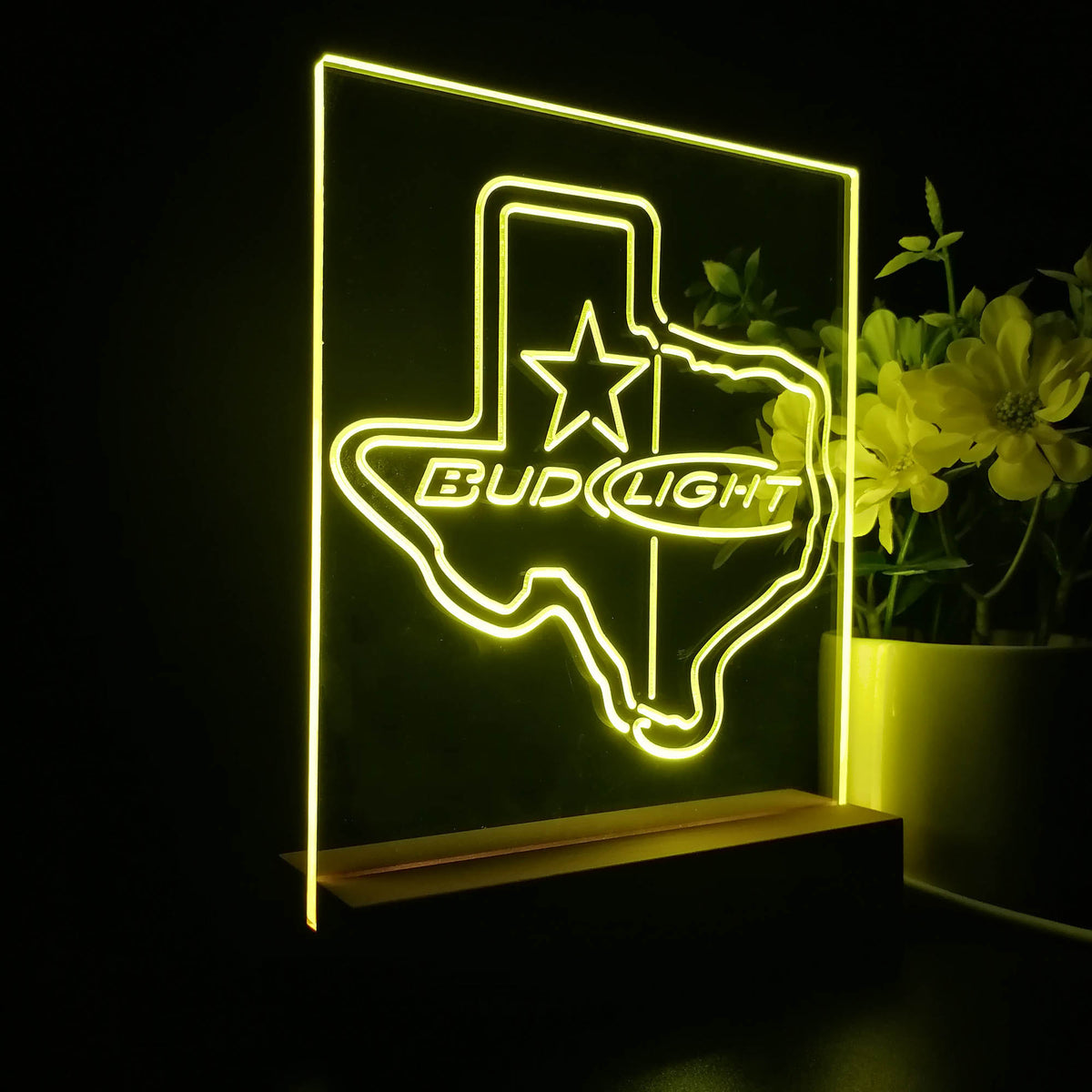 Bud Light Texas Star 3D LED Optical Illusion Night Light | LED LAB CAVE