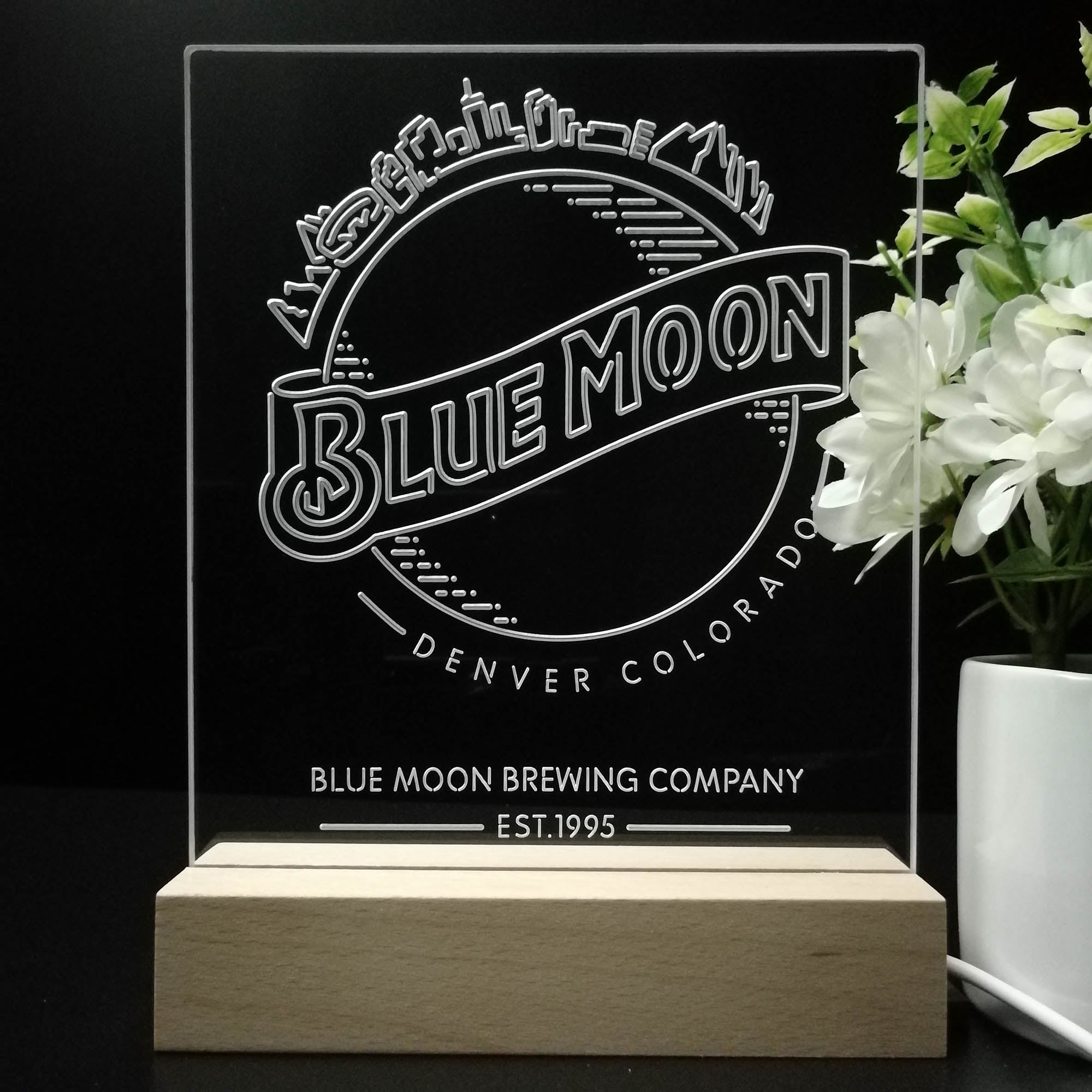 Blue Moon Skyline 3D LED Optical Illusion Night Light Table Lamp