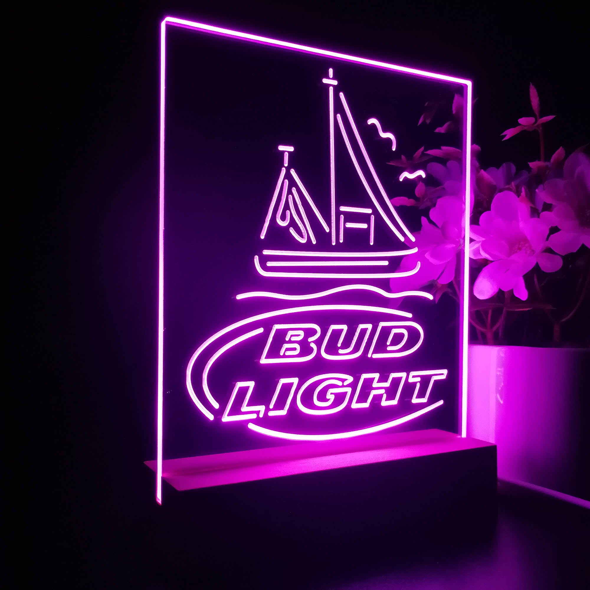 Bud Light Sail Boat 3D LED Optical Illusion Night Light Table Lamp