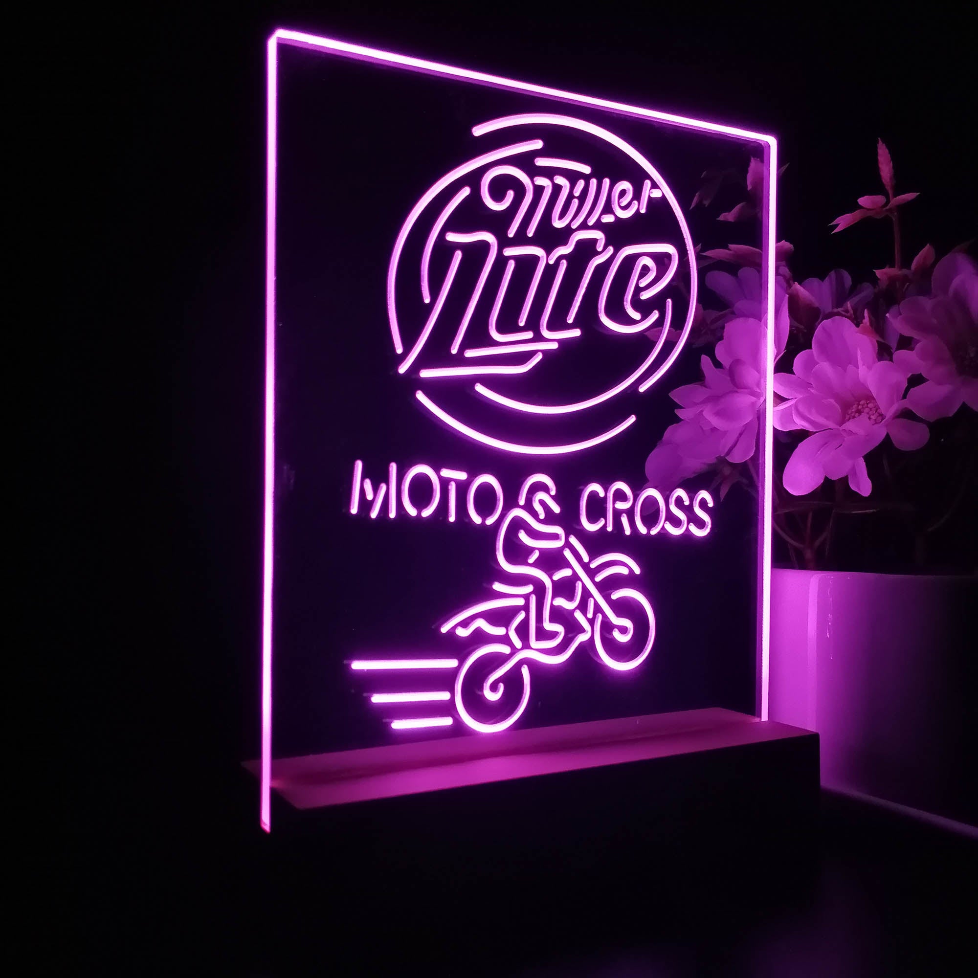 Miller Lite Moto Cross Motor 3D LED Optical Illusion Night Light Table Lamp