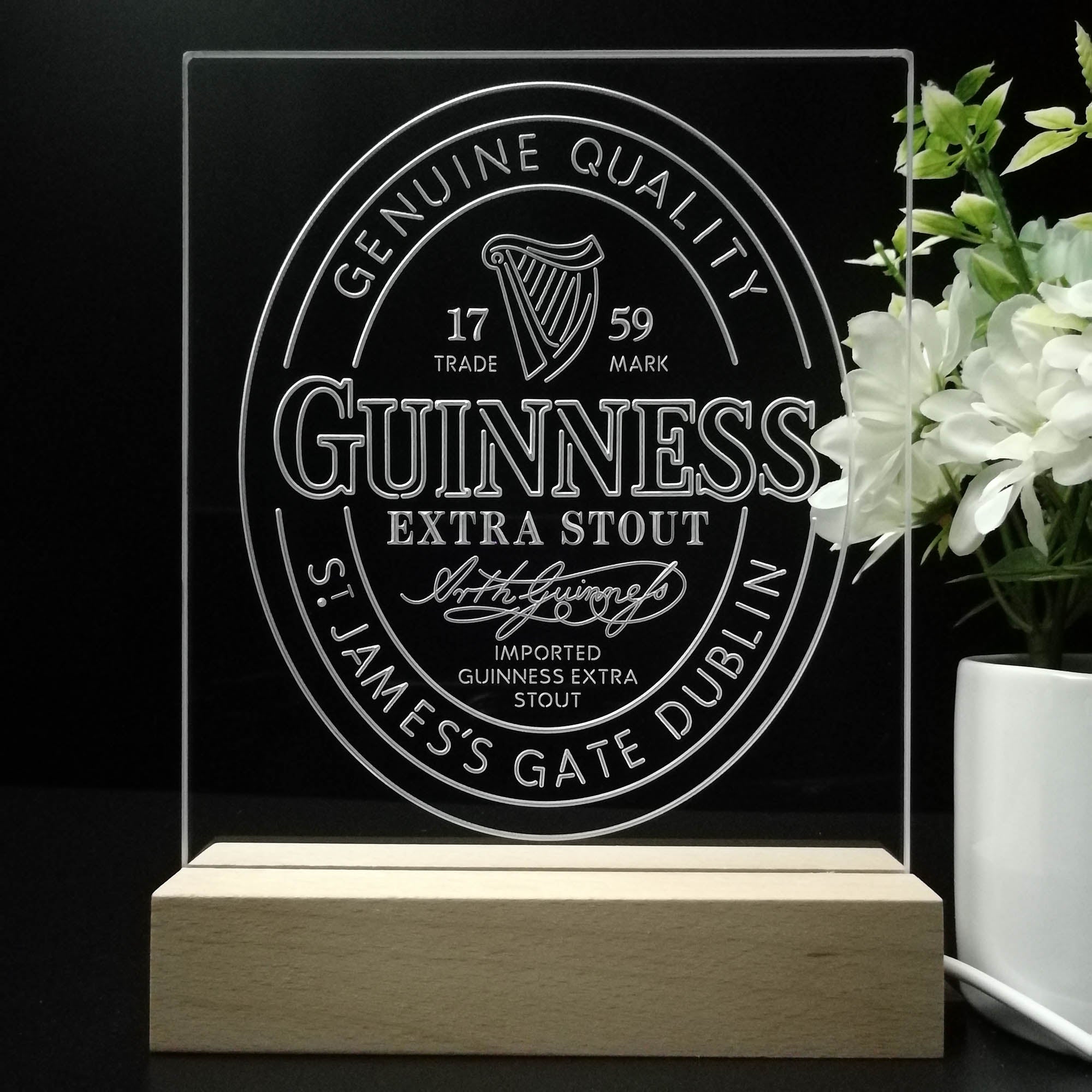 Guinness Stout Extra 1759 3D LED Optical Illusion Night Light Table Lamp