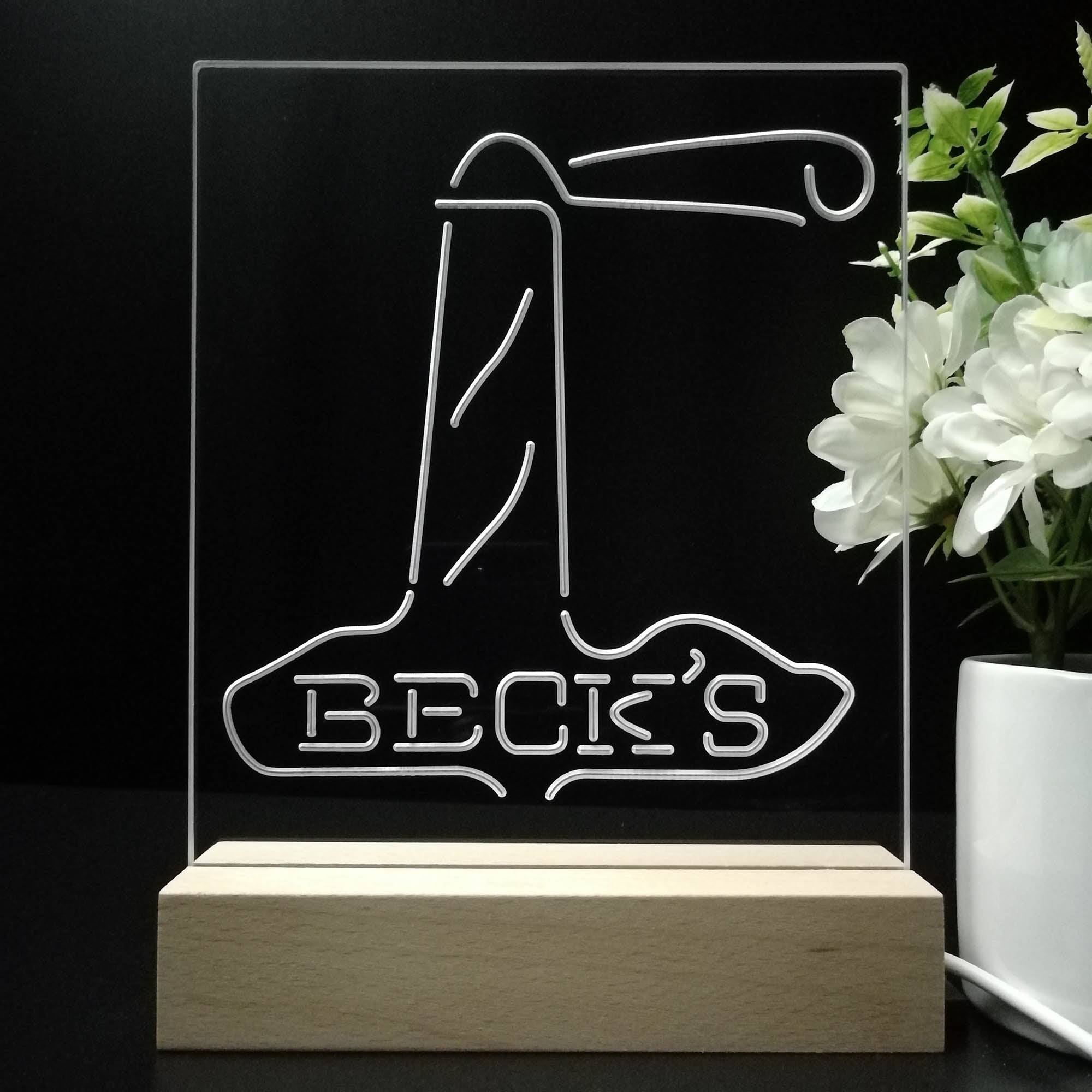 Beck's Lighthouse Island Beer 3D LED Illusion Night Light Table Lamp