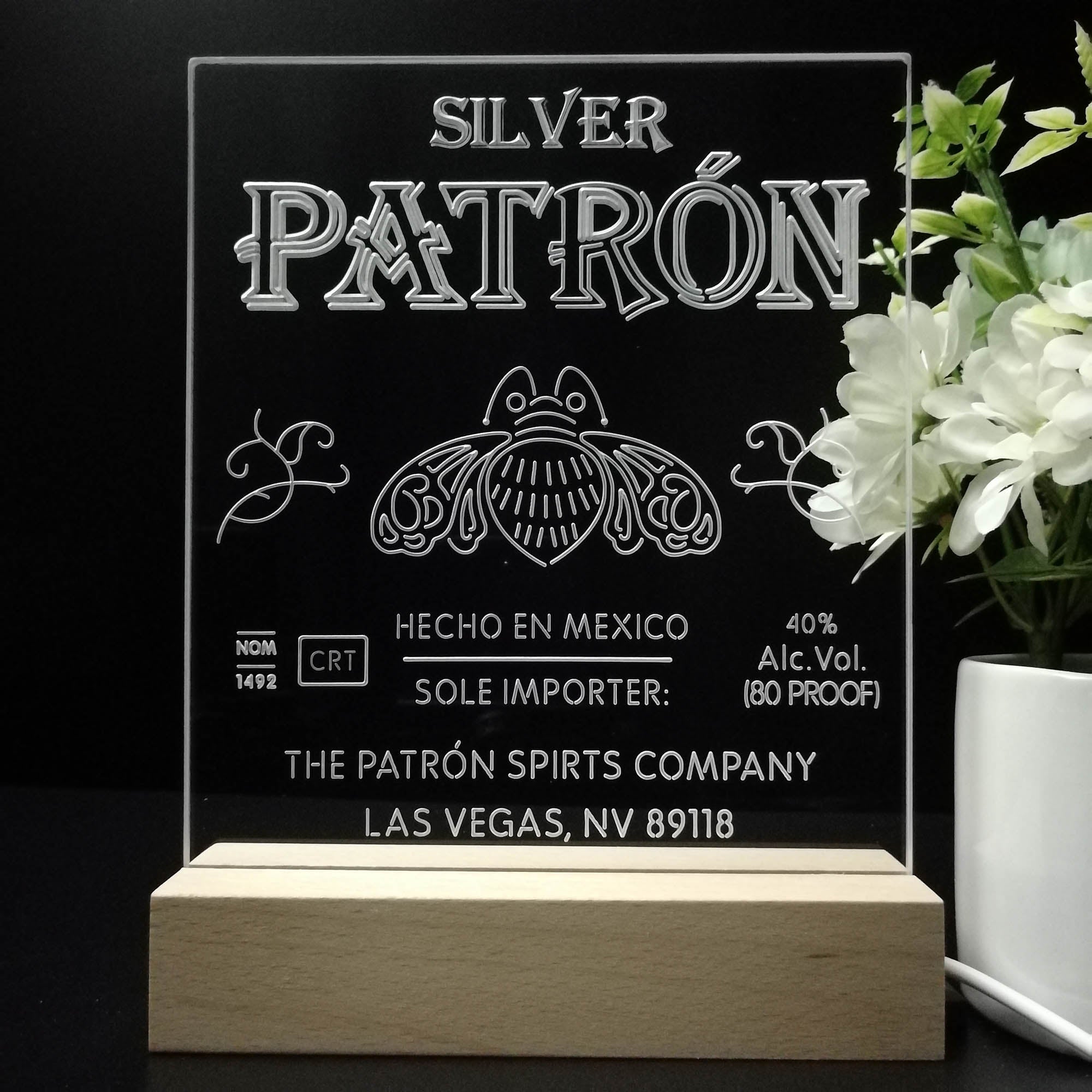 Patron Silver Tequila Wine 3D LED Illusion Night Light Table Lamp