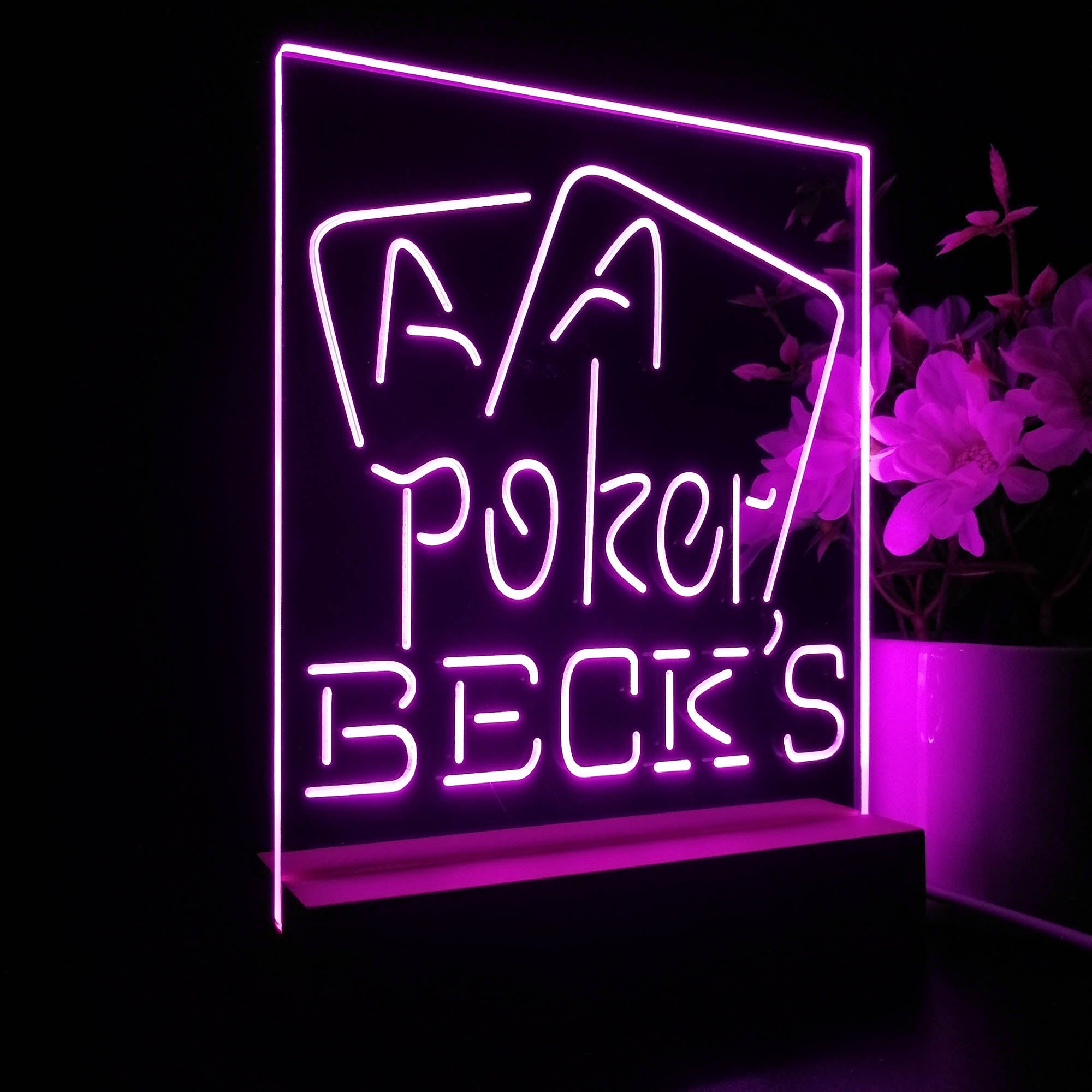 Beck's Poker Beer 3D LED Optical Illusion Night Light Table Lamp