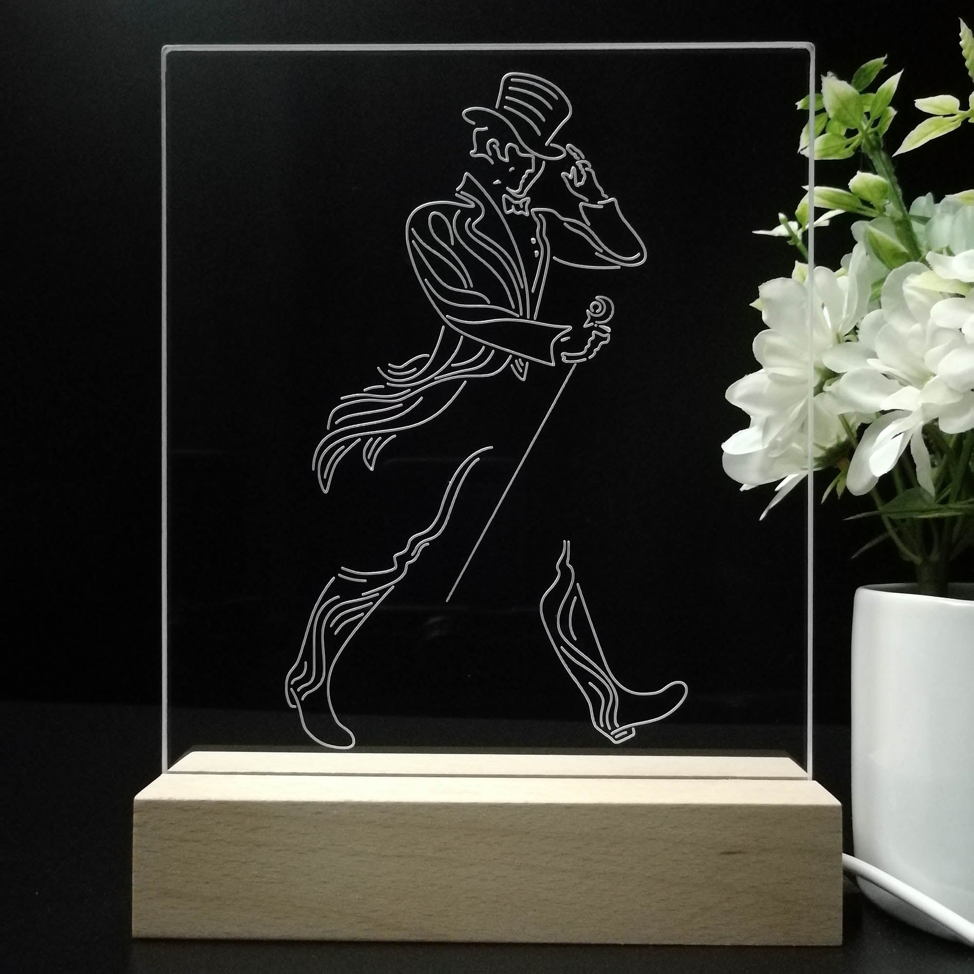 Johnnie Walker Detail Logo 3D LED Illusion Night Light Table Lamp