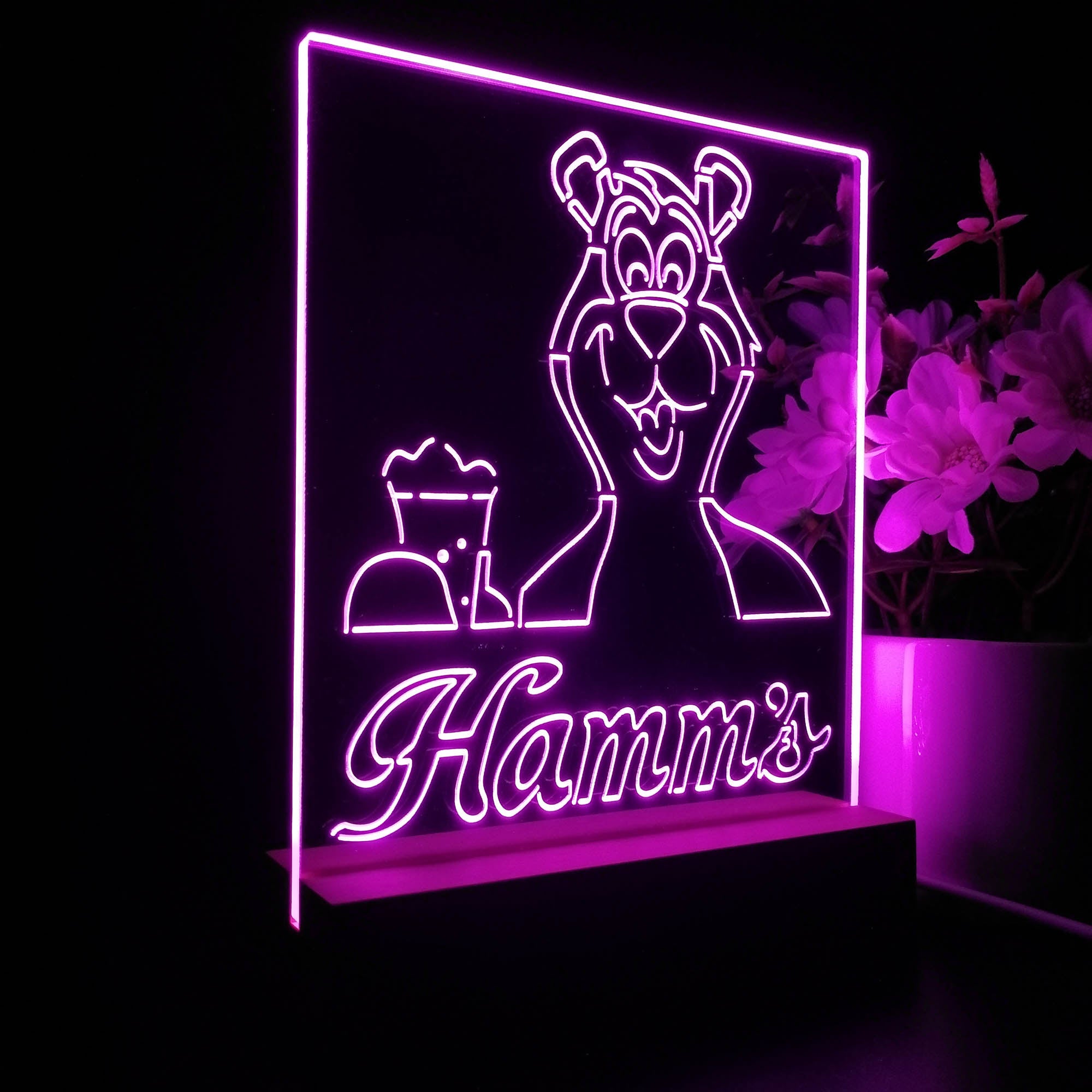 Hamm's Beer Bear Mug 3D LED Illusion Night Light Table Lamp