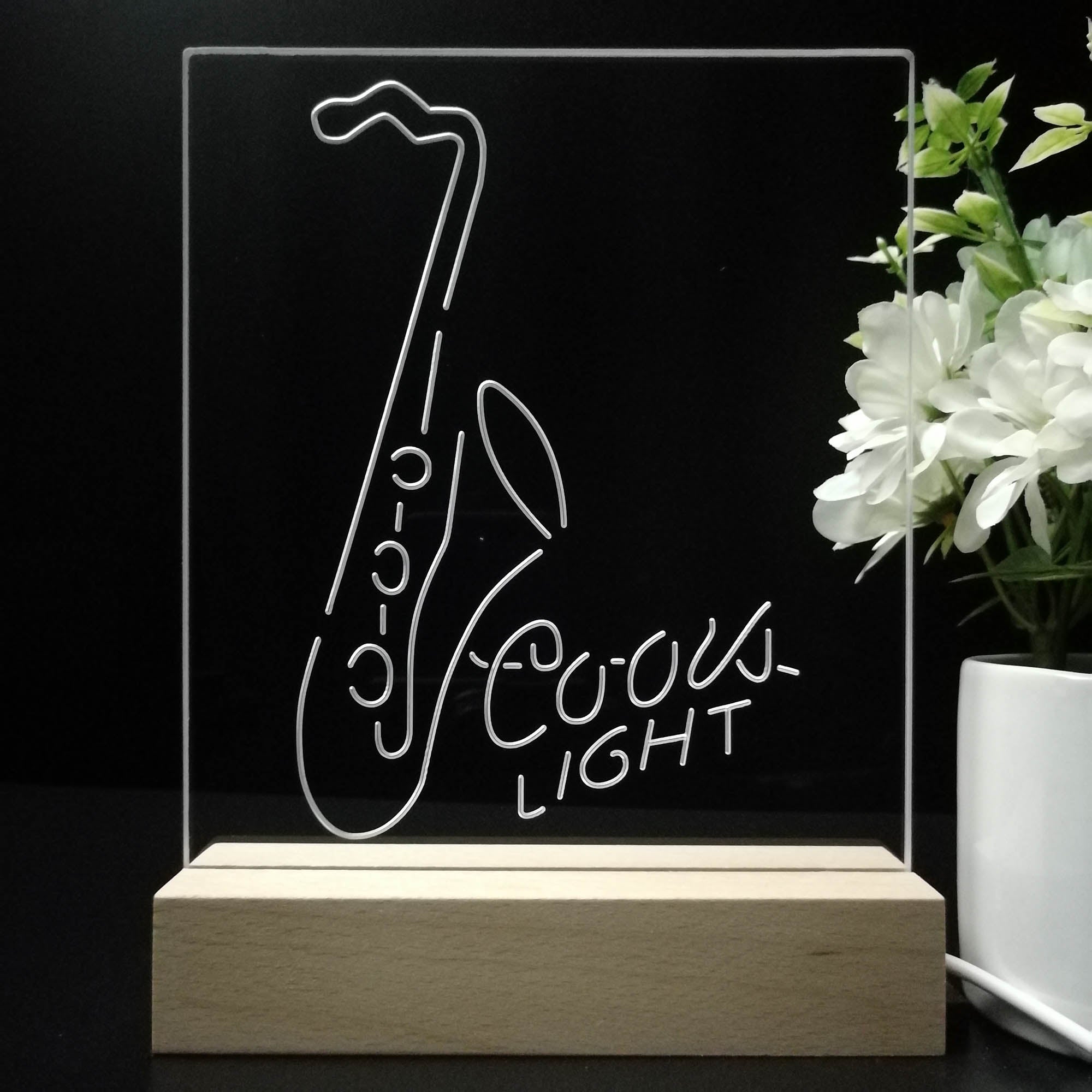 Coors Lite Saxophone 3D LED Optical Illusion Night Light Table Lamp