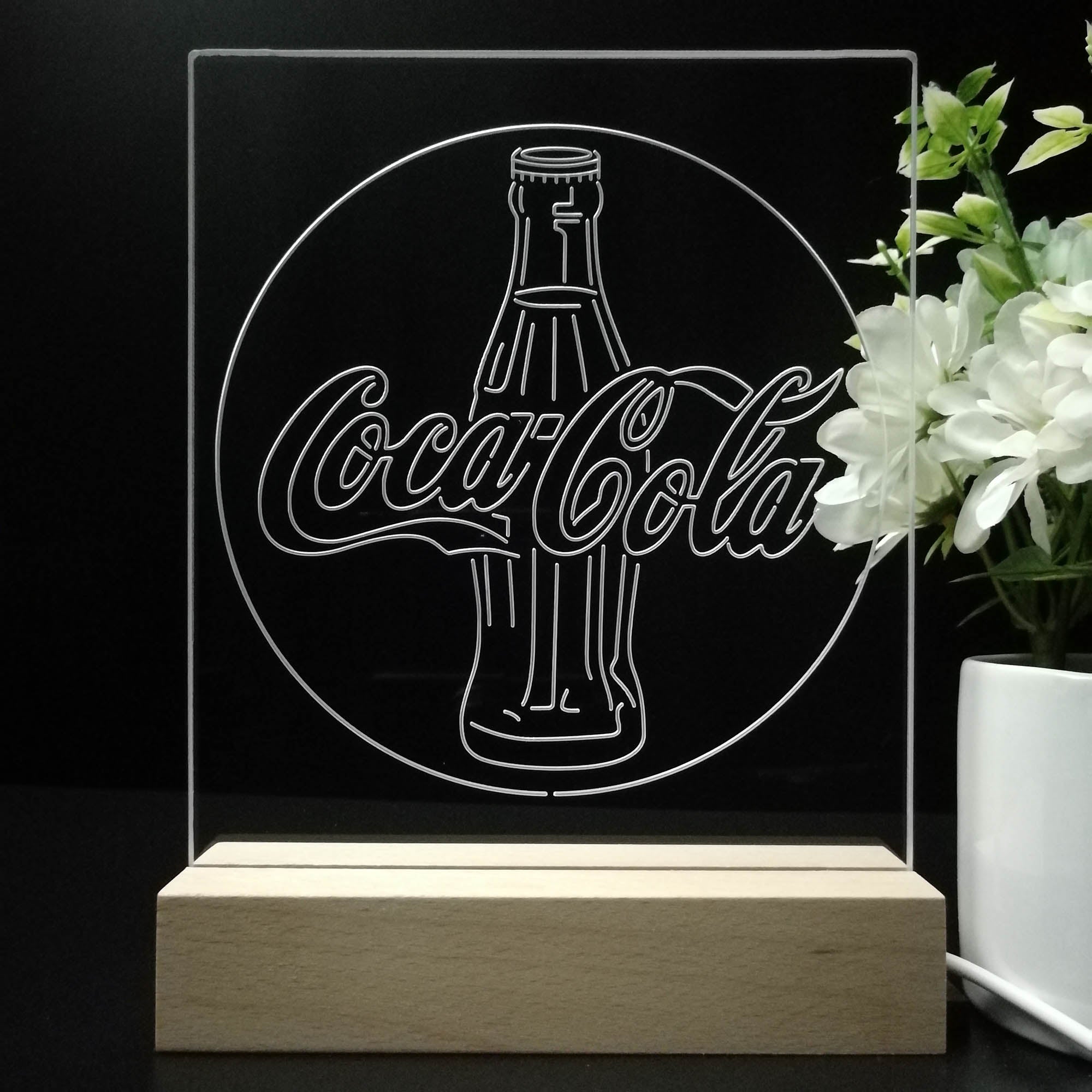 Coca Cola Classic Logo 3D LED Optical Illusion Night Light Table Lamp