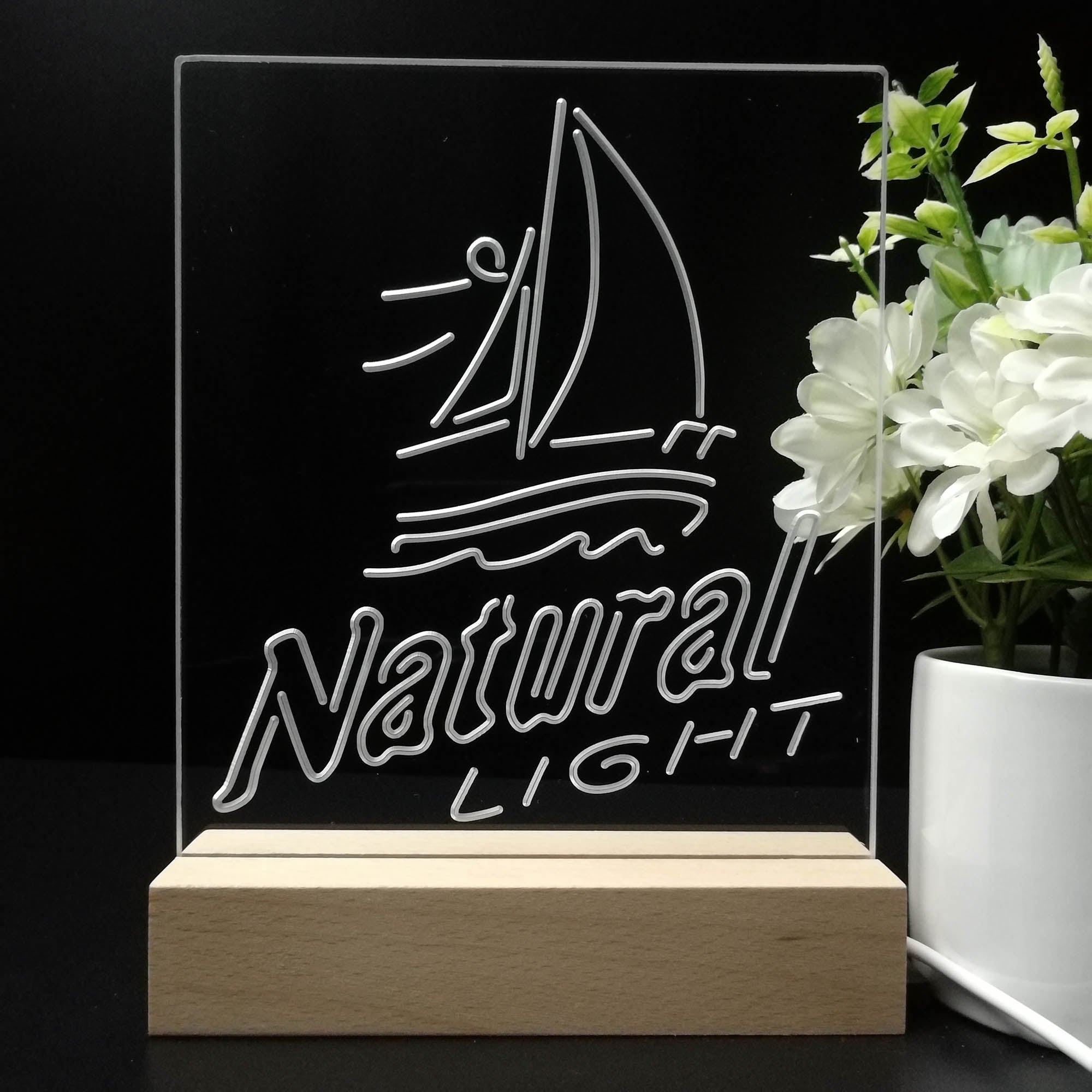Natural Light Sail boat 3D LED Illusion Night Light Table Lamp