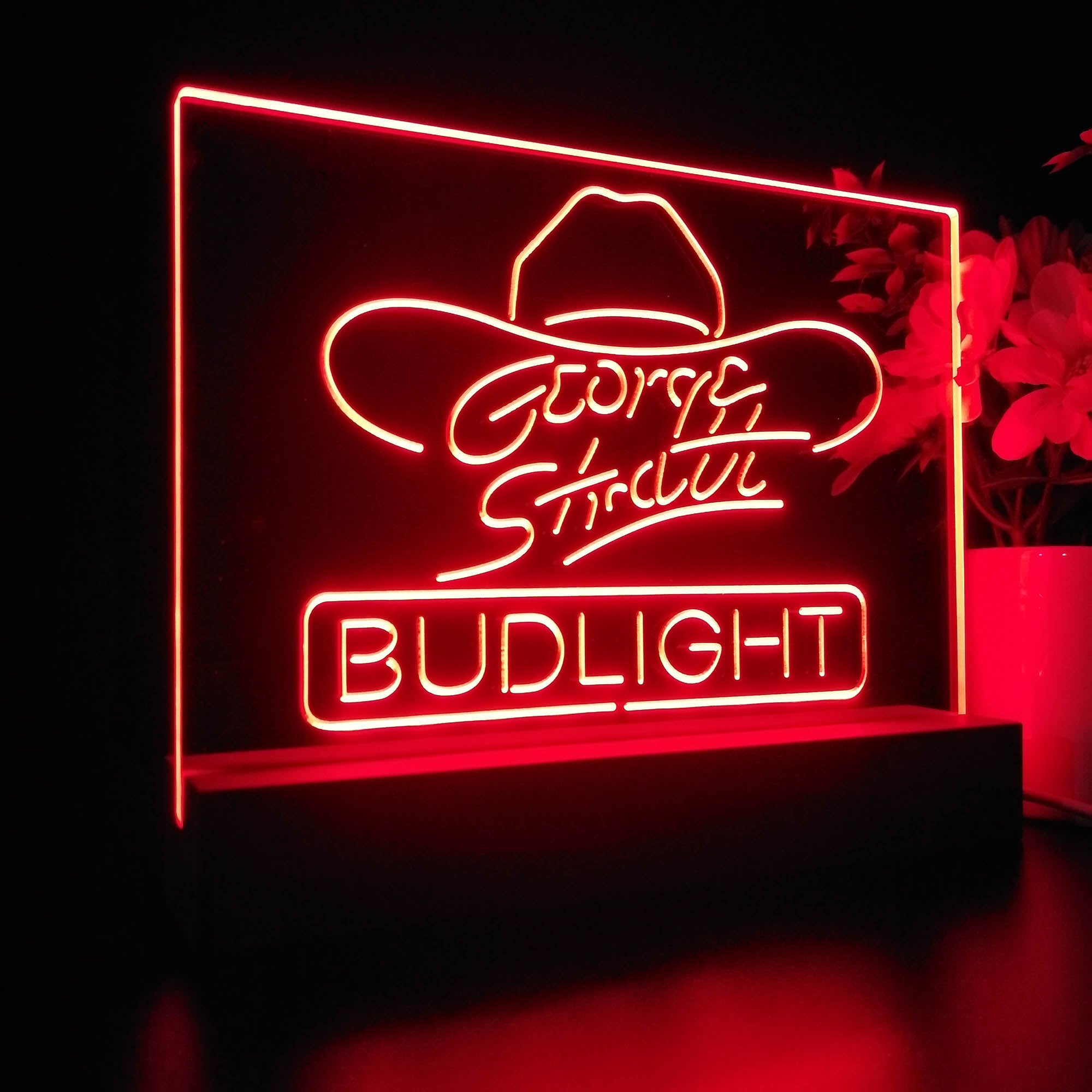 Bud Light Cowboy Hat 3D LED Illusion Sport Team Night Light