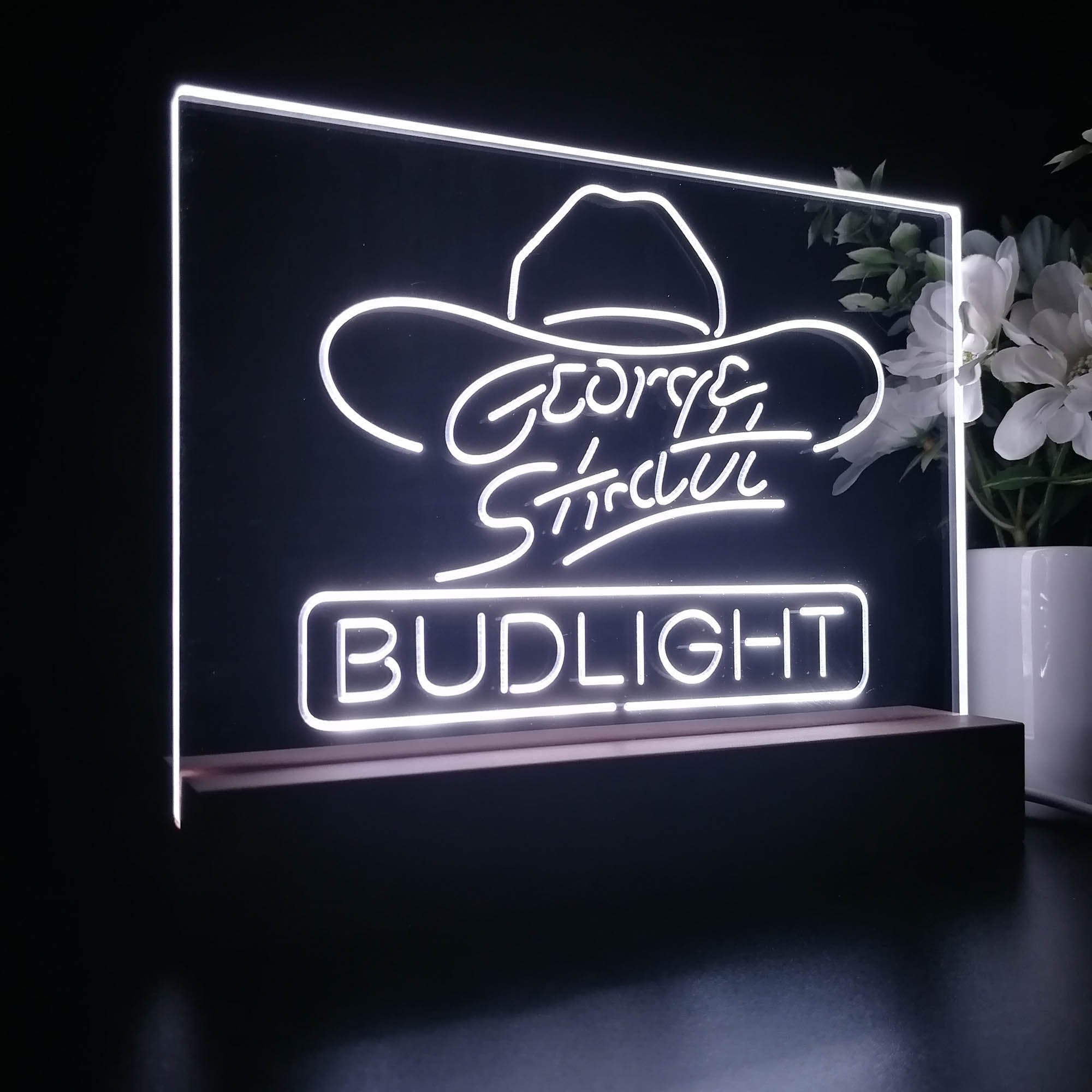 Bud Light Cowboy Hat 3D LED Illusion Sport Team Night Light