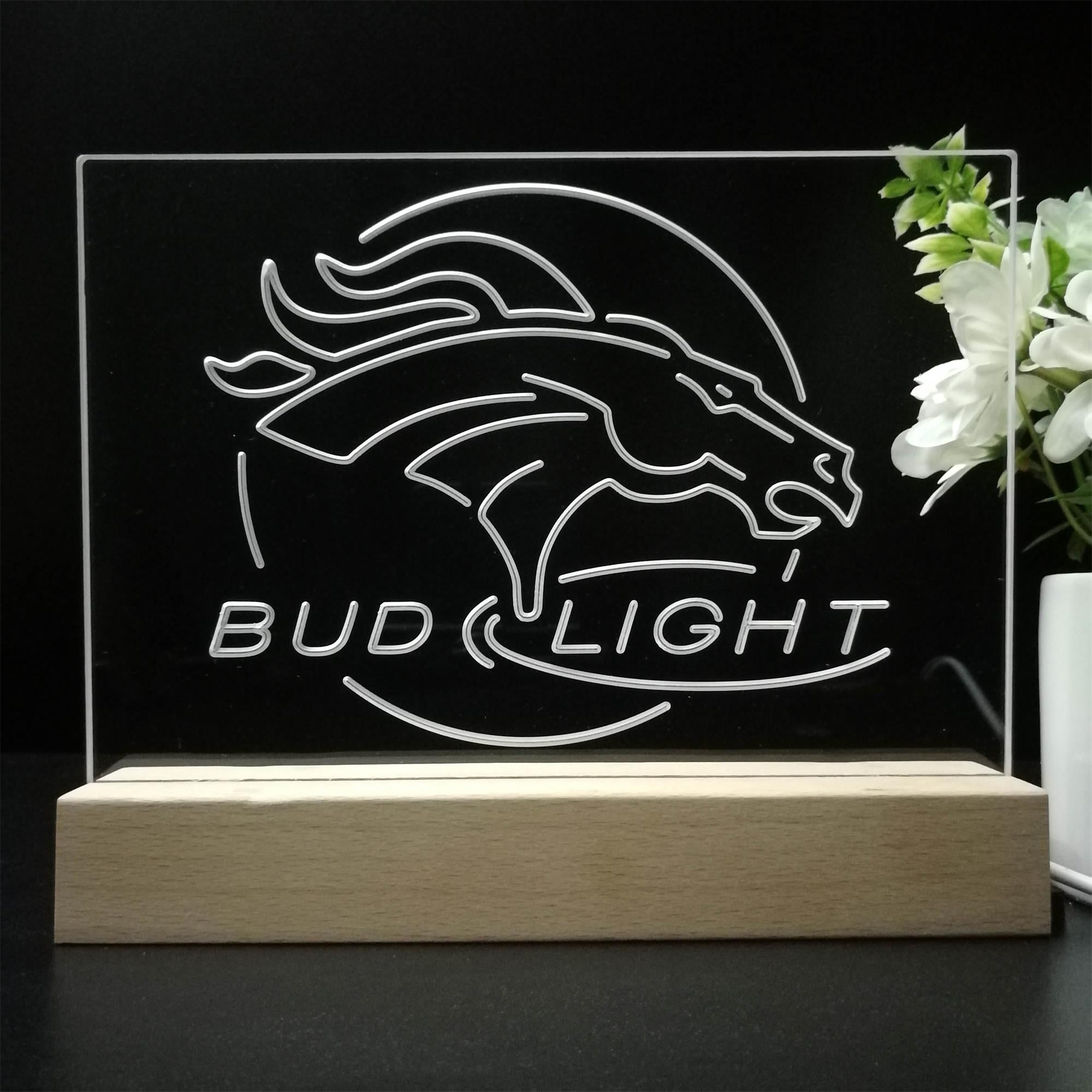 Broncos Denver Bud Light 3D LED Optical Illusion Sport Team Night Light