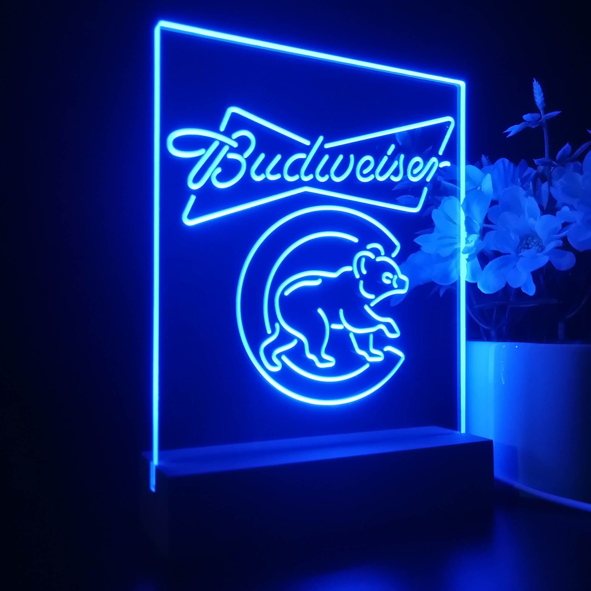 Chicago Bears Budweiser 3D LED Optical Illusion Sport Team Night Light