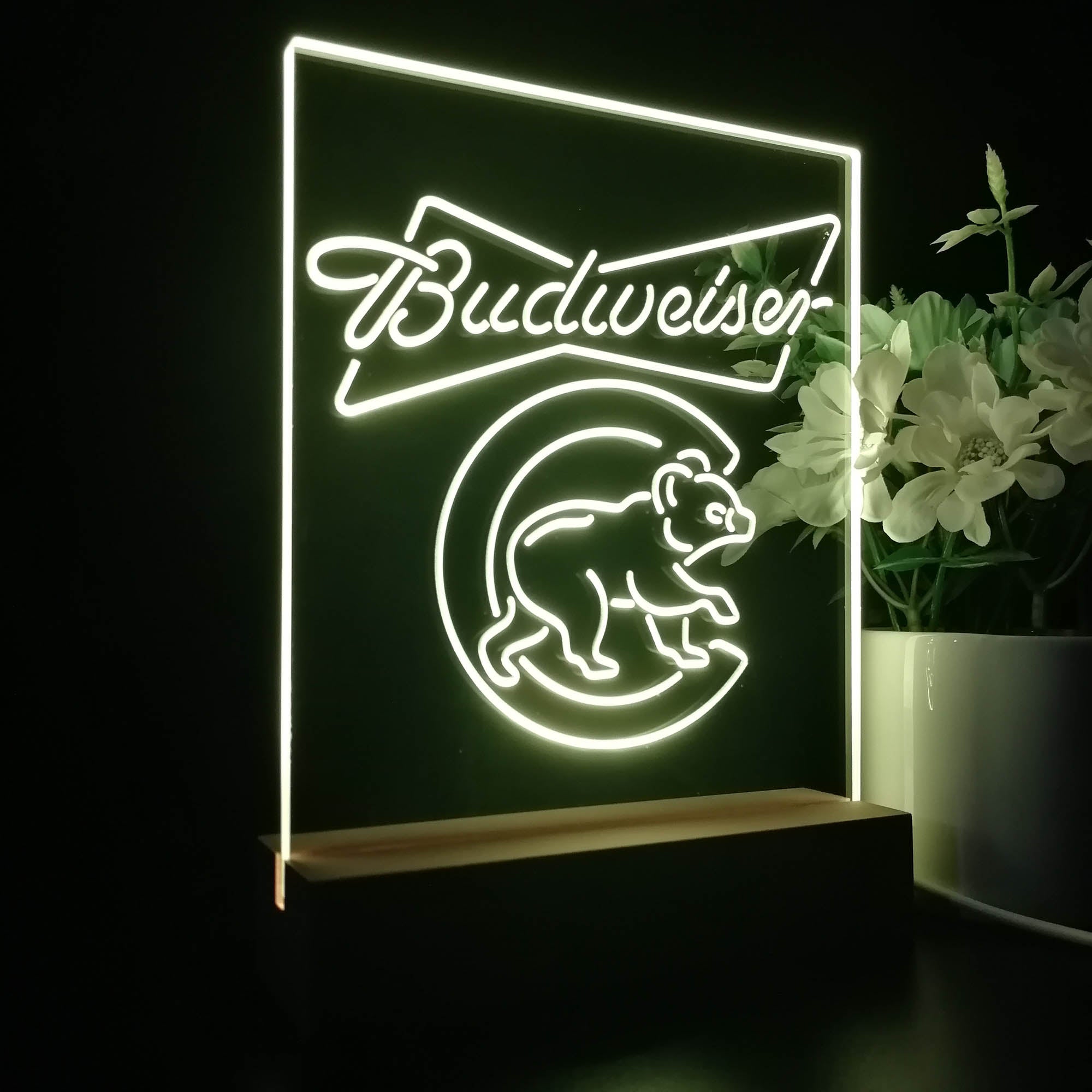 Chicago Bears Budweiser 3D LED Optical Illusion Sport Team Night Light
