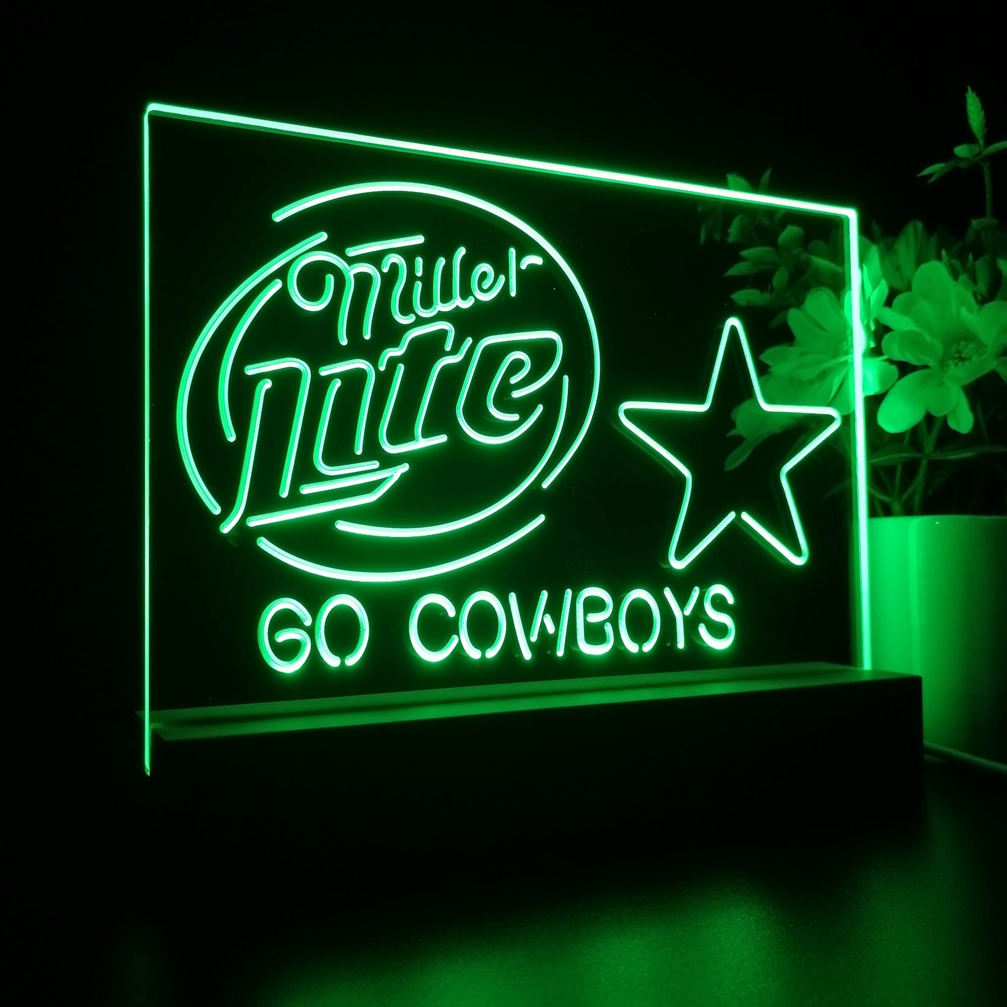Miller Lite Dallas Cowboys Go 3D LED Optical Illusion Sport Team Night Light
