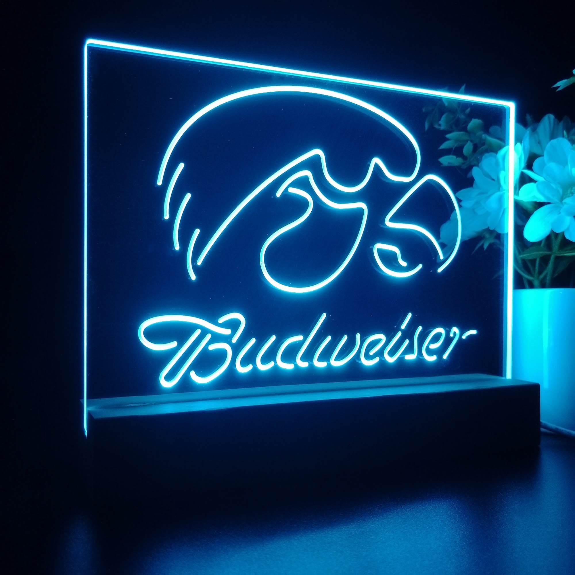 Budweiser University Of Iowa 3D LED Optical Illusion Sport Team Night Light