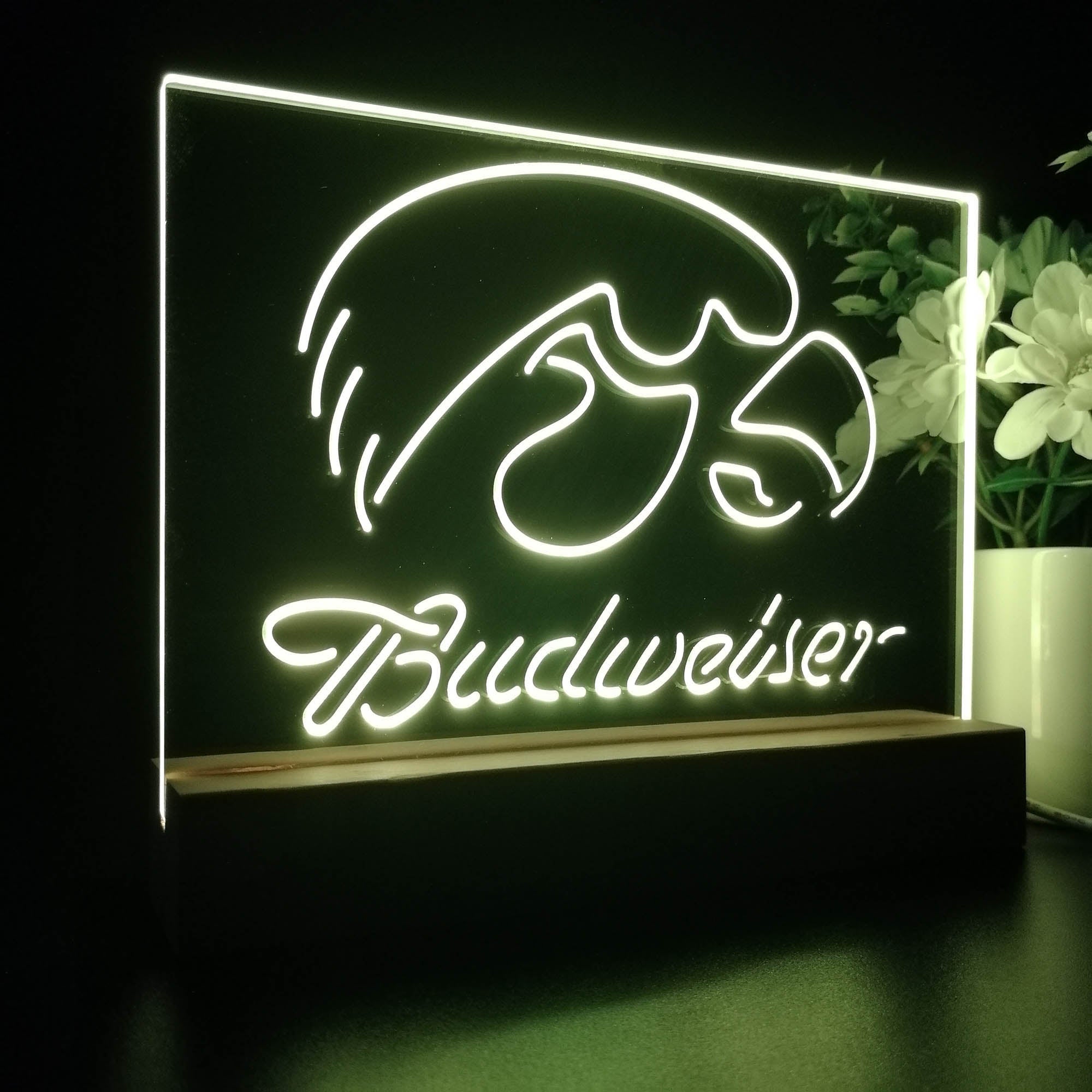 Budweiser University Of Iowa 3D LED Optical Illusion Sport Team Night Light