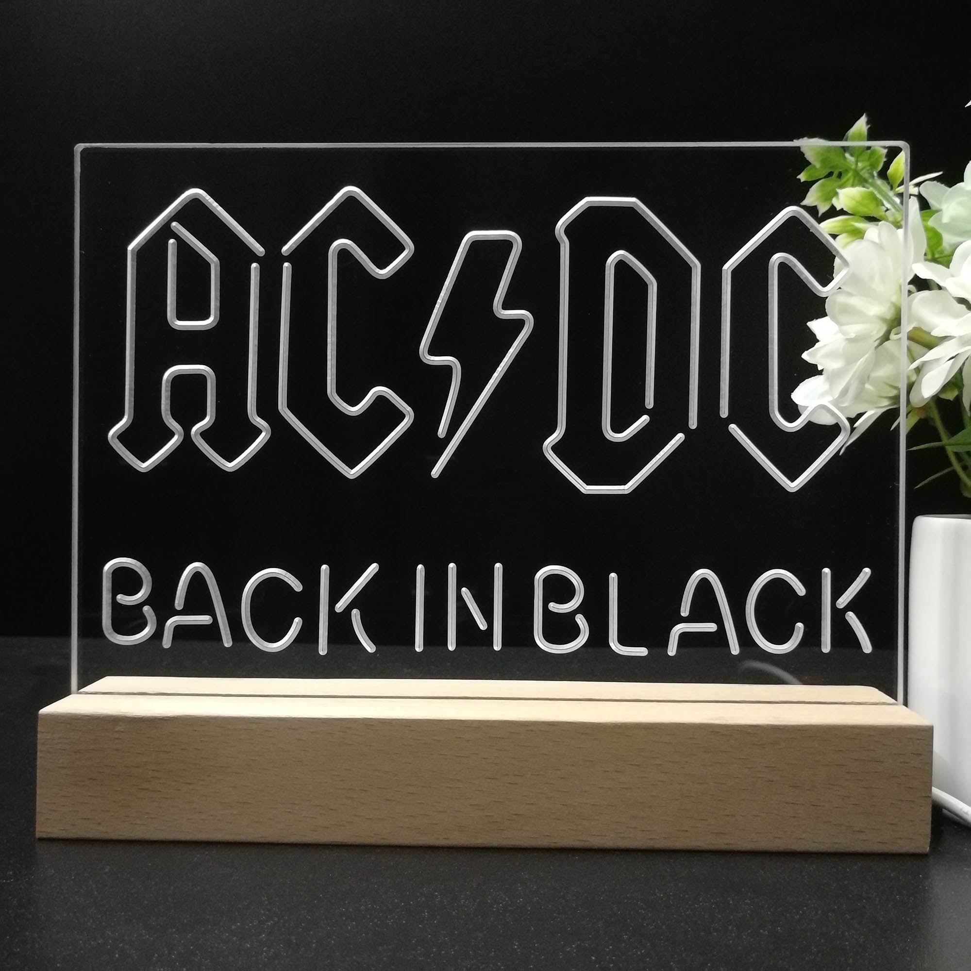 ACDC Back In Black Music Band 3D LED Illusion Night Light