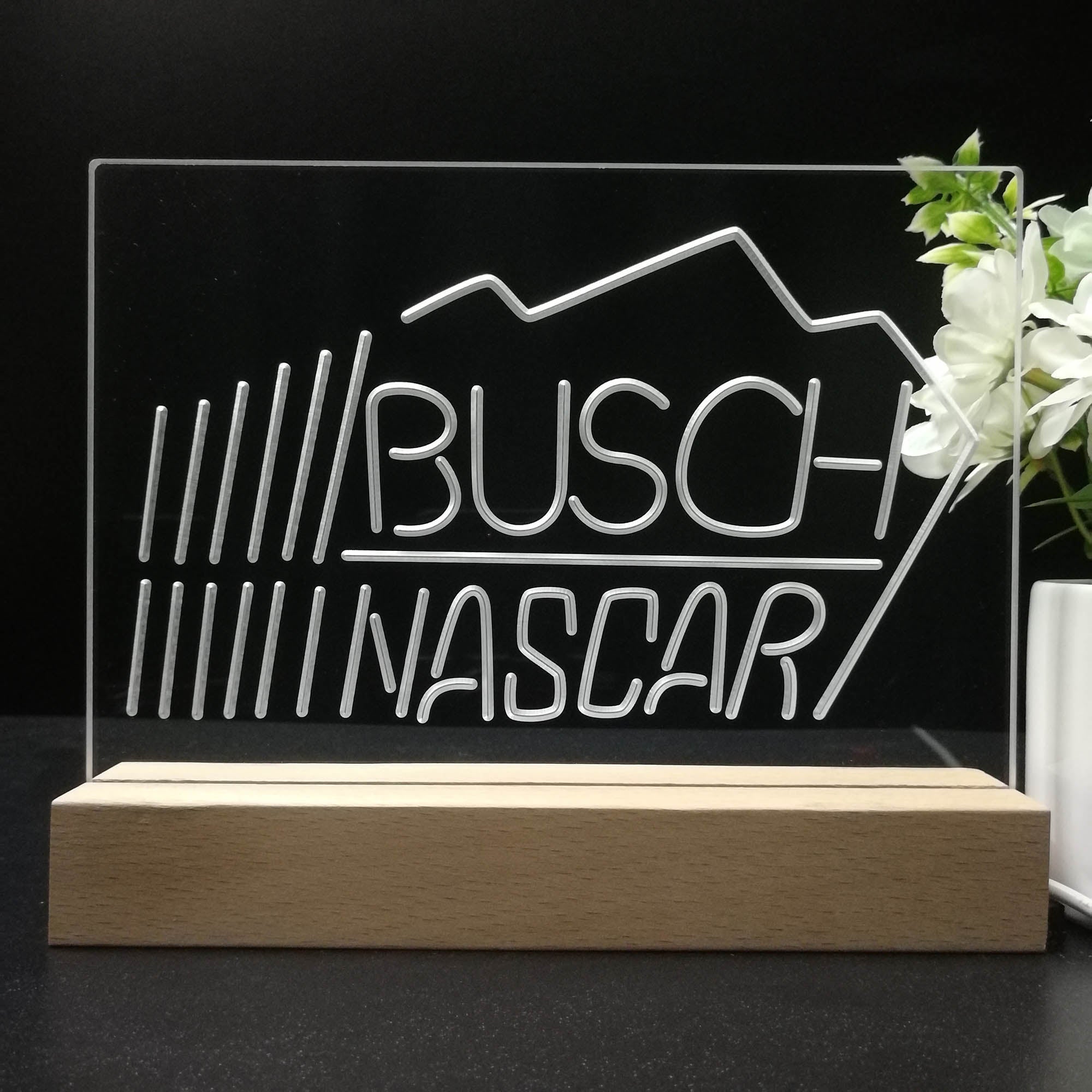 Busch Nascar Beer Racing Car Bar 3D LED Illusion Night Light