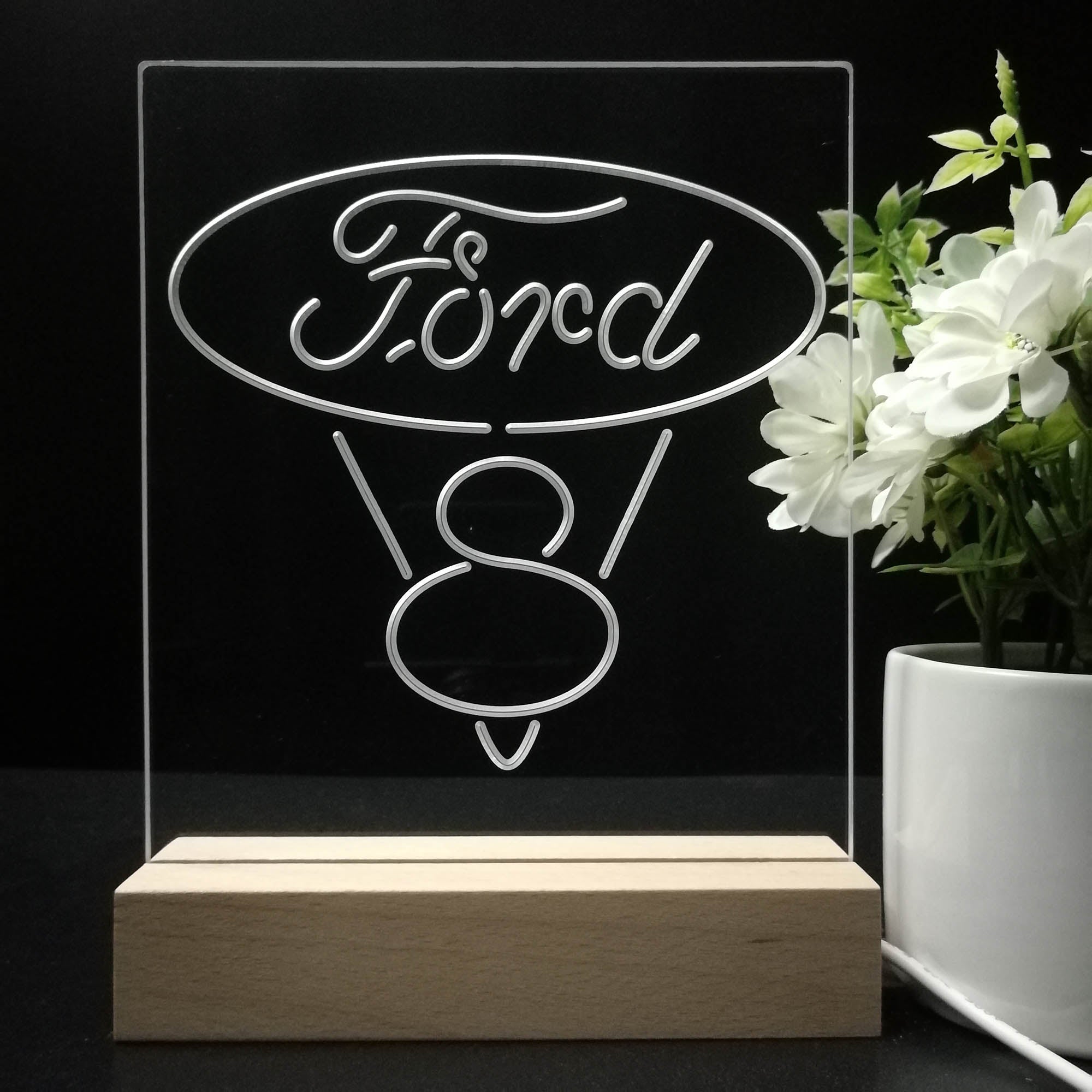 Ford V8 Logo 3D LED Illusion Night Light