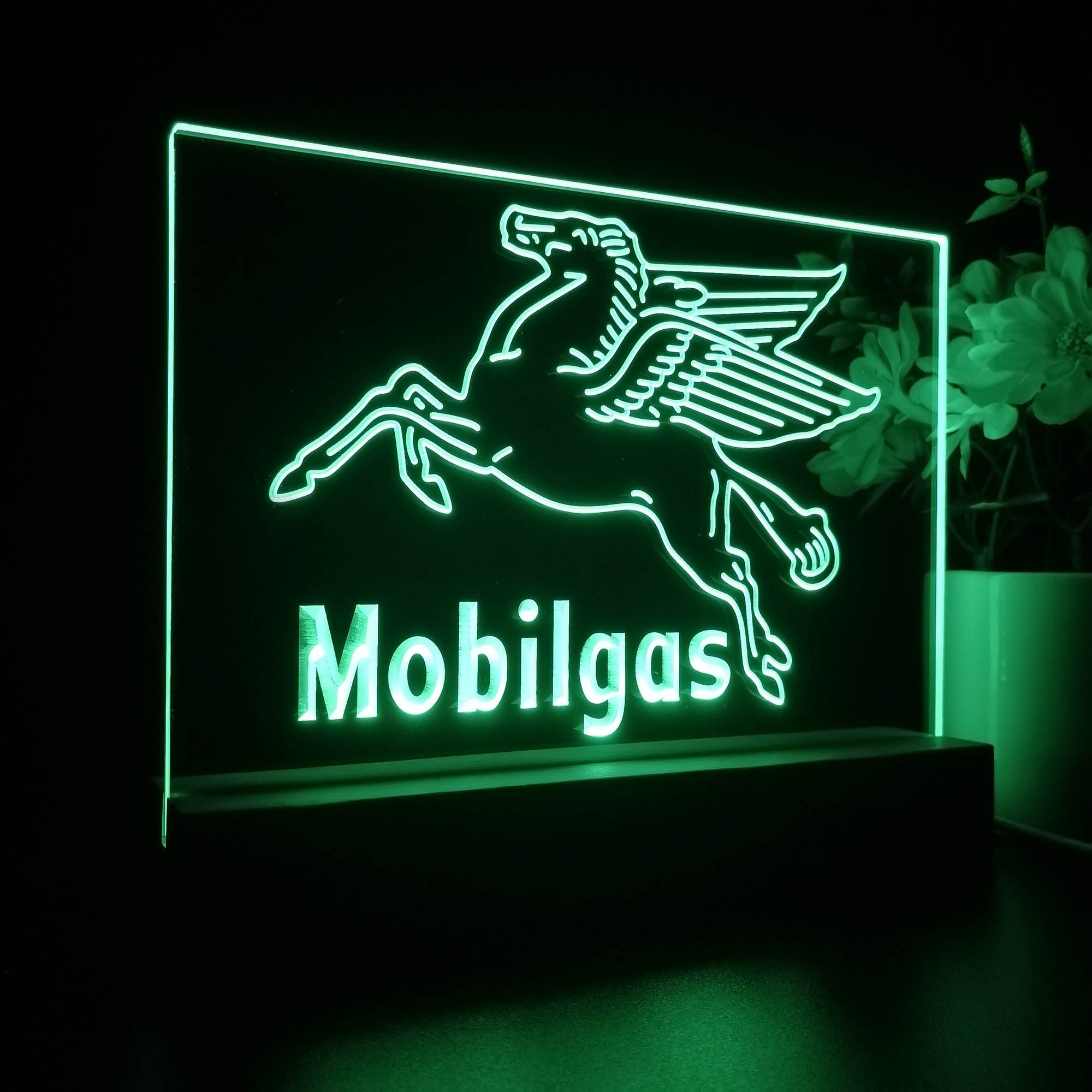 Mobil Gas Flying Horse 3D LED Illusion Night Light