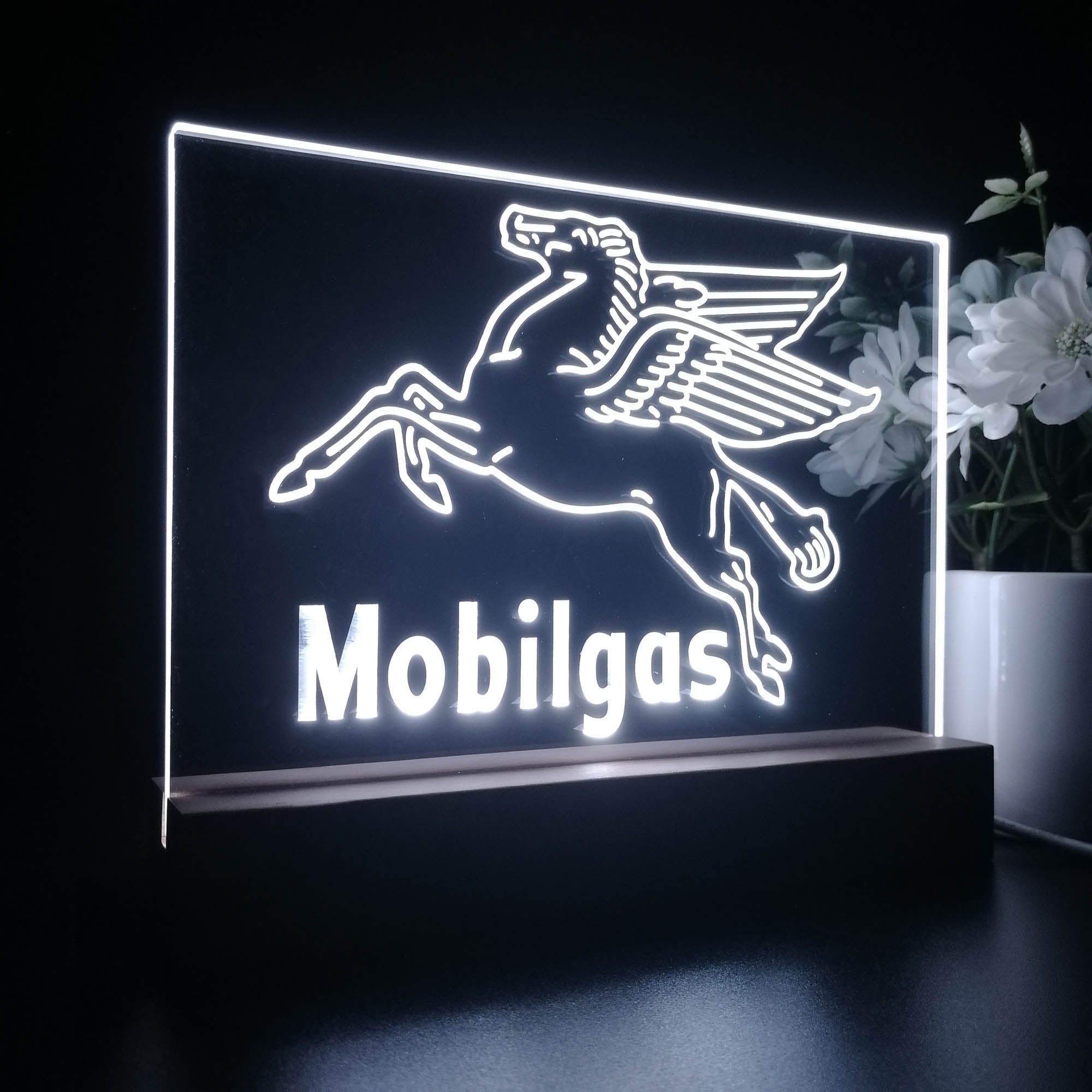 Mobil Gas Flying Horse 3D LED Illusion Night Light