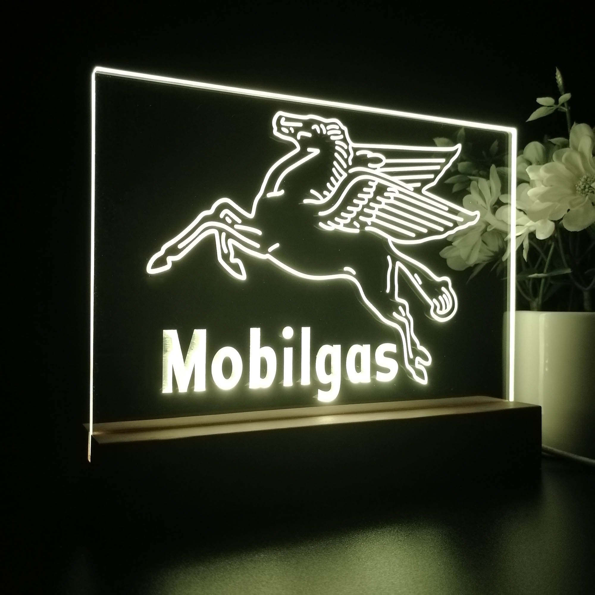 Mobil Gas Flying Horse 3D LED Illusion Night Light