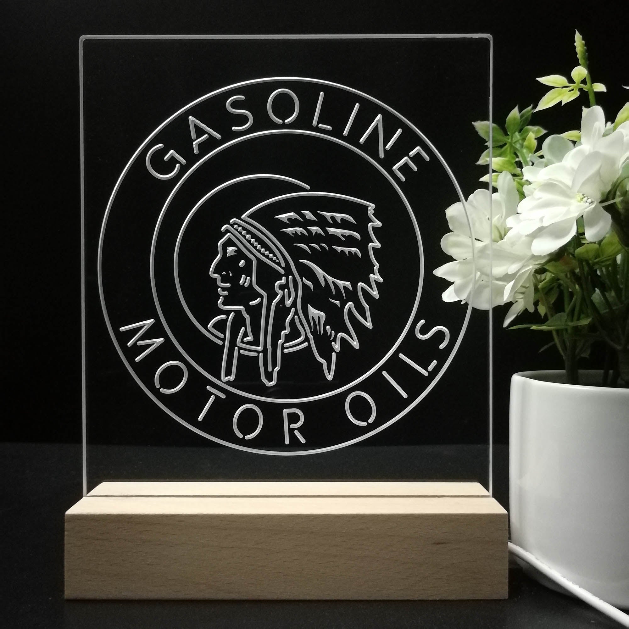 Motor Oils Gasoline Indian 3D LED Illusion Night Light