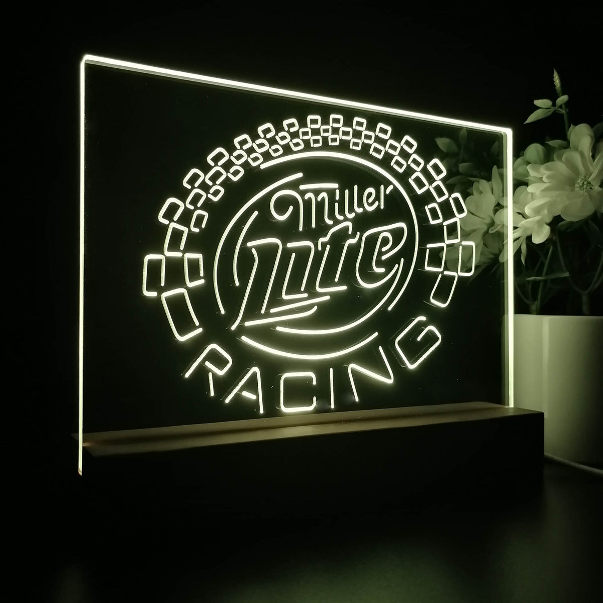 Led Racing Logo Miller Lite Racing Car 3D LED Optical Illusion Night Light | LED LAB CAVE