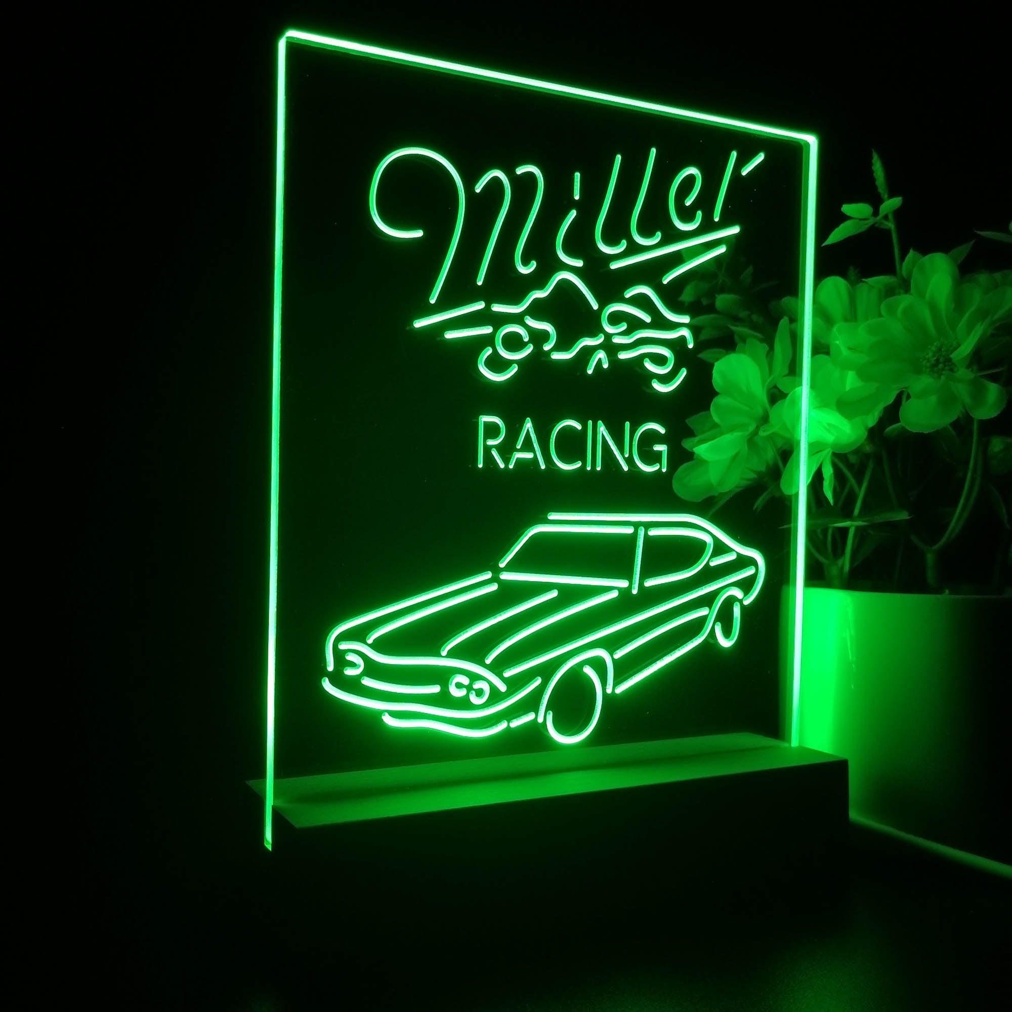 Miller Lite Car Racing Sport Beer 3D LED Illusion Night Light