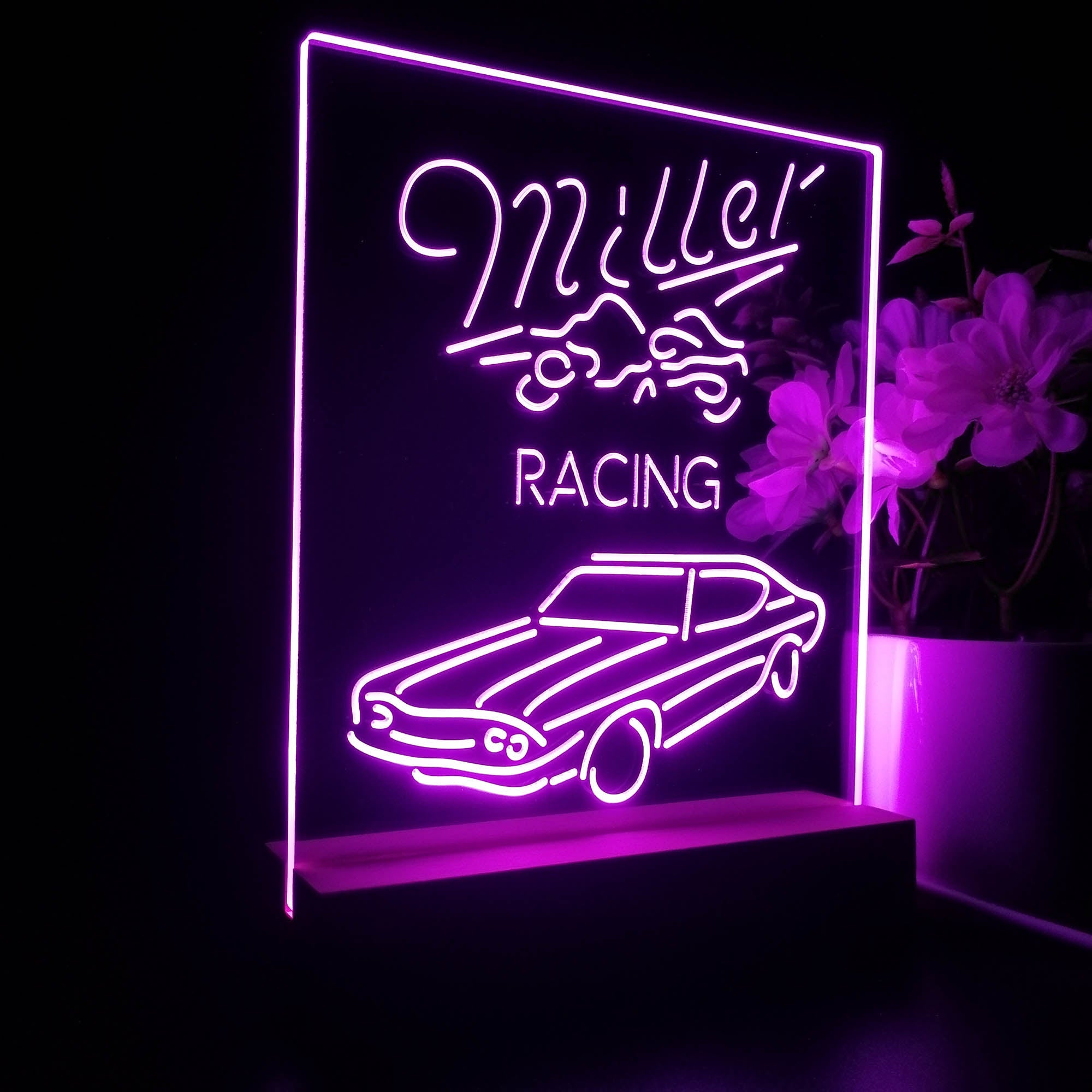 Miller Lite Car Racing Sport Beer 3D LED Illusion Night Light