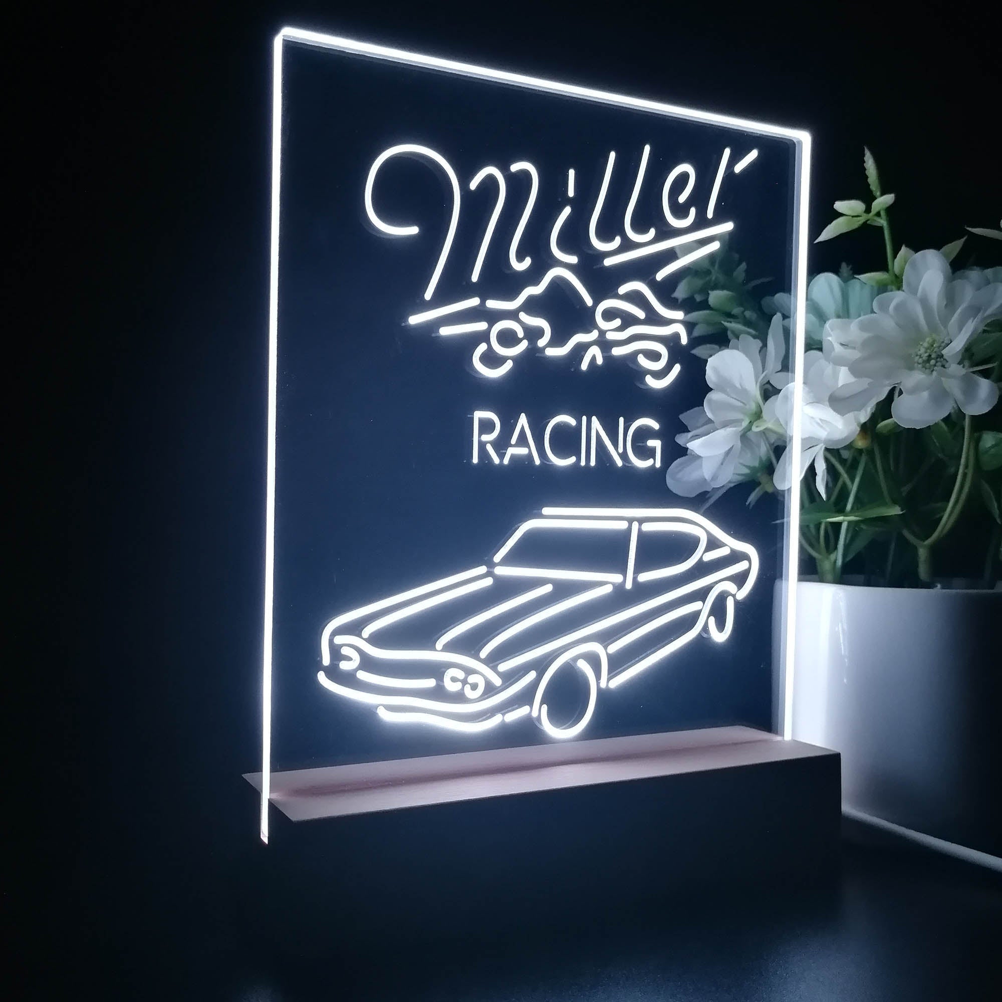 Miller Lite Car Racing Sport Beer 3D LED Illusion Night Light