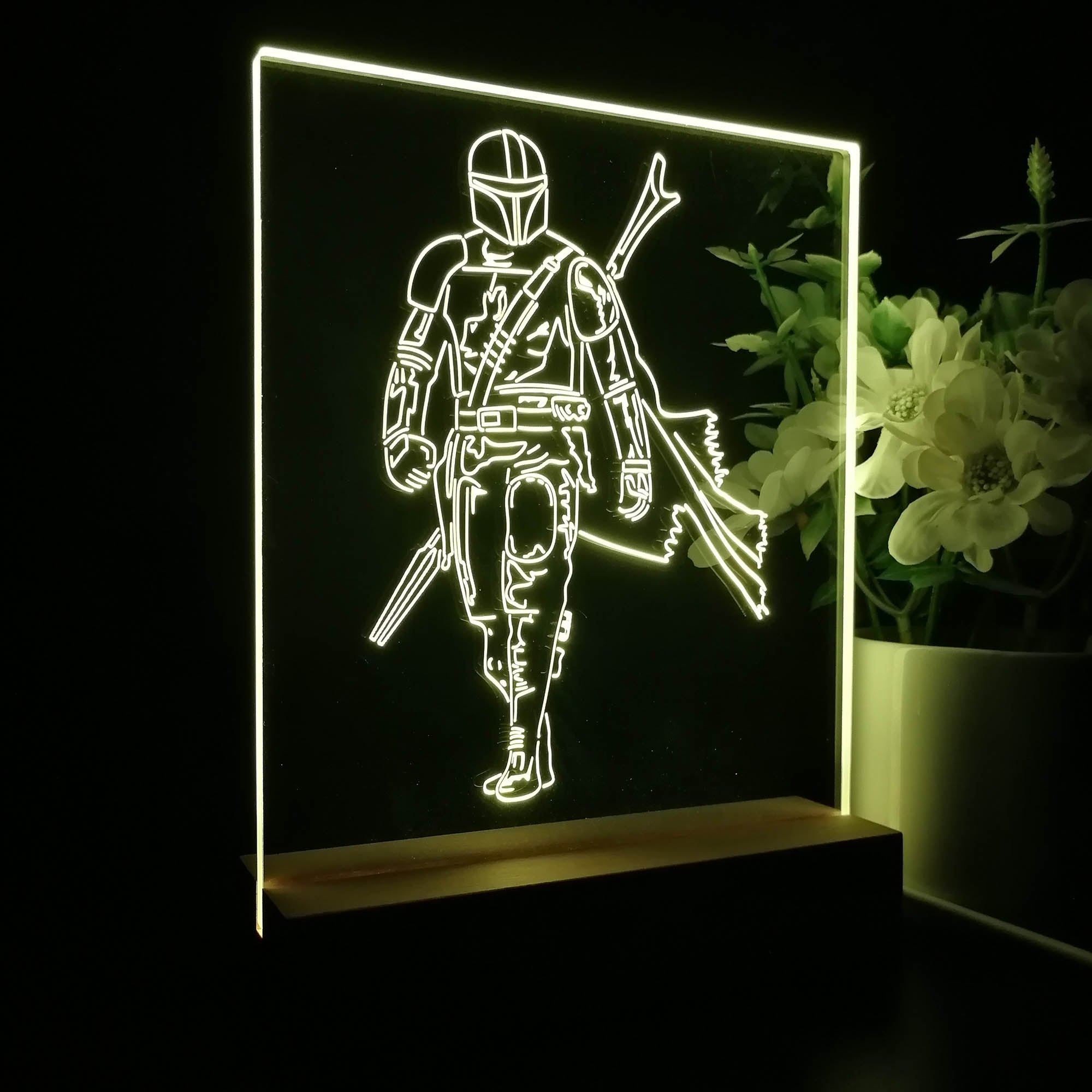 Mandalorian Star Wars 3D LED Optical Illusion Sleep Night Light Table Lamp