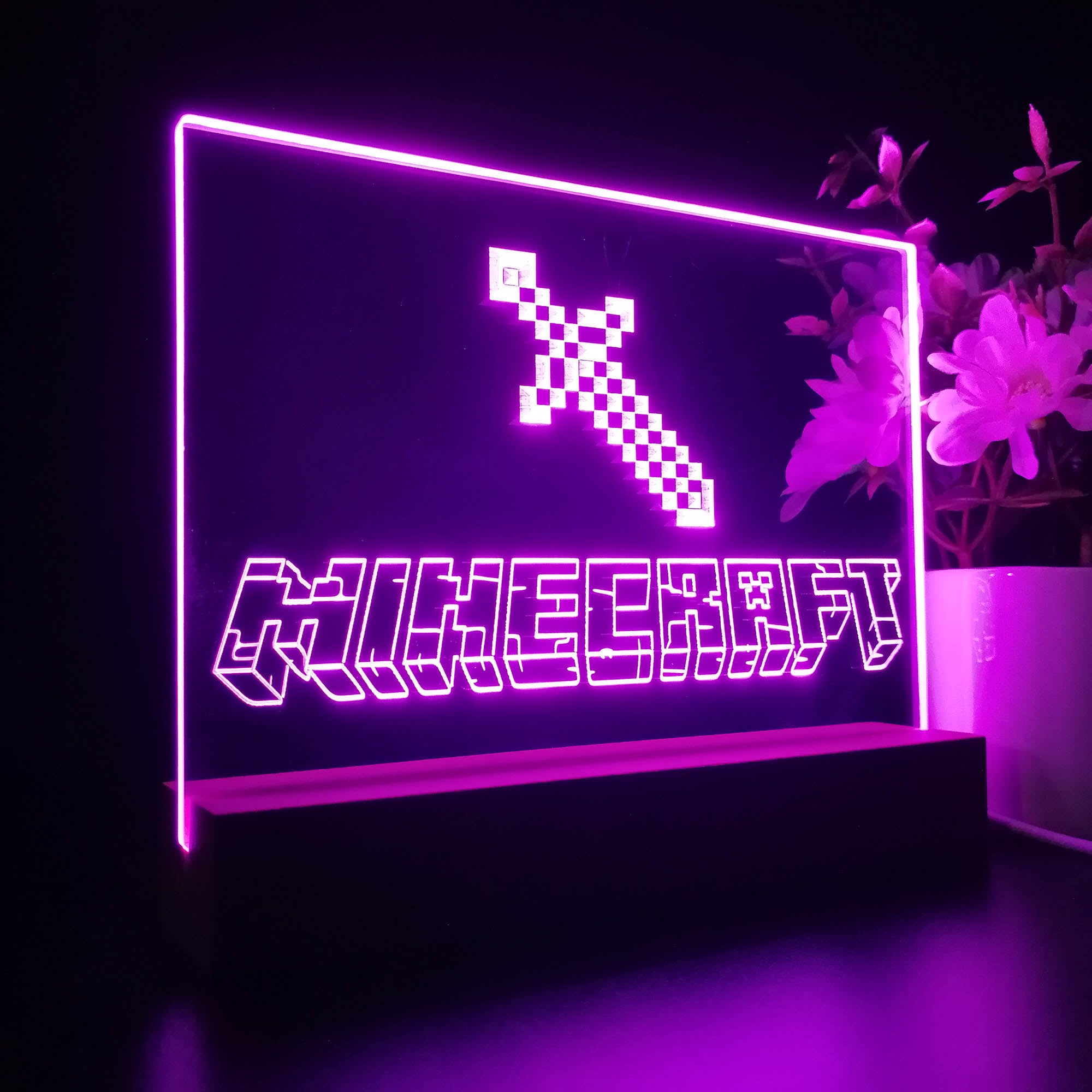 Minecraft Pixel Sword 3D LED Optical Illusion Sleep Night Light