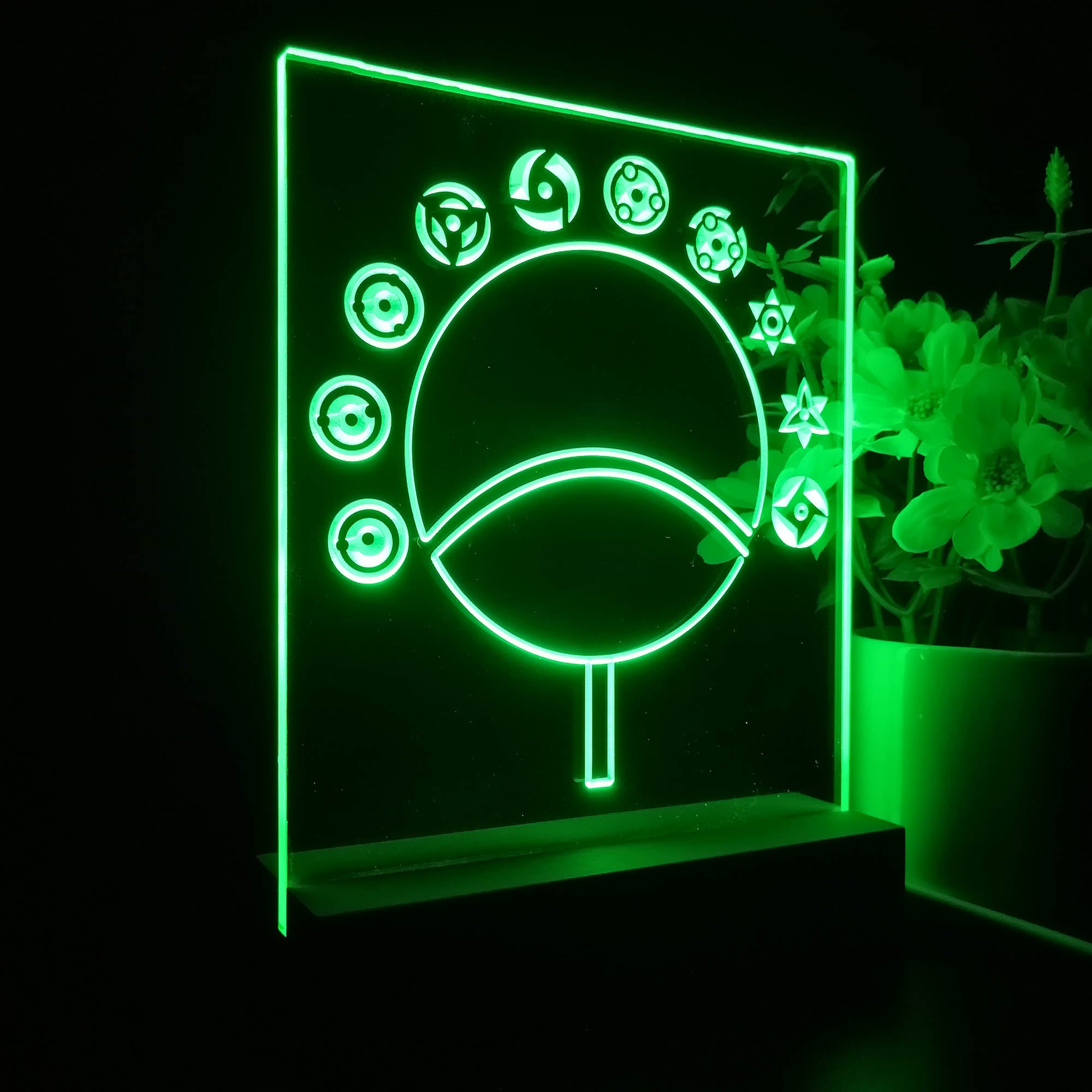 Naruto Sharingan Circular Fan 3D Neon LED Night Light Sign Table Lamp