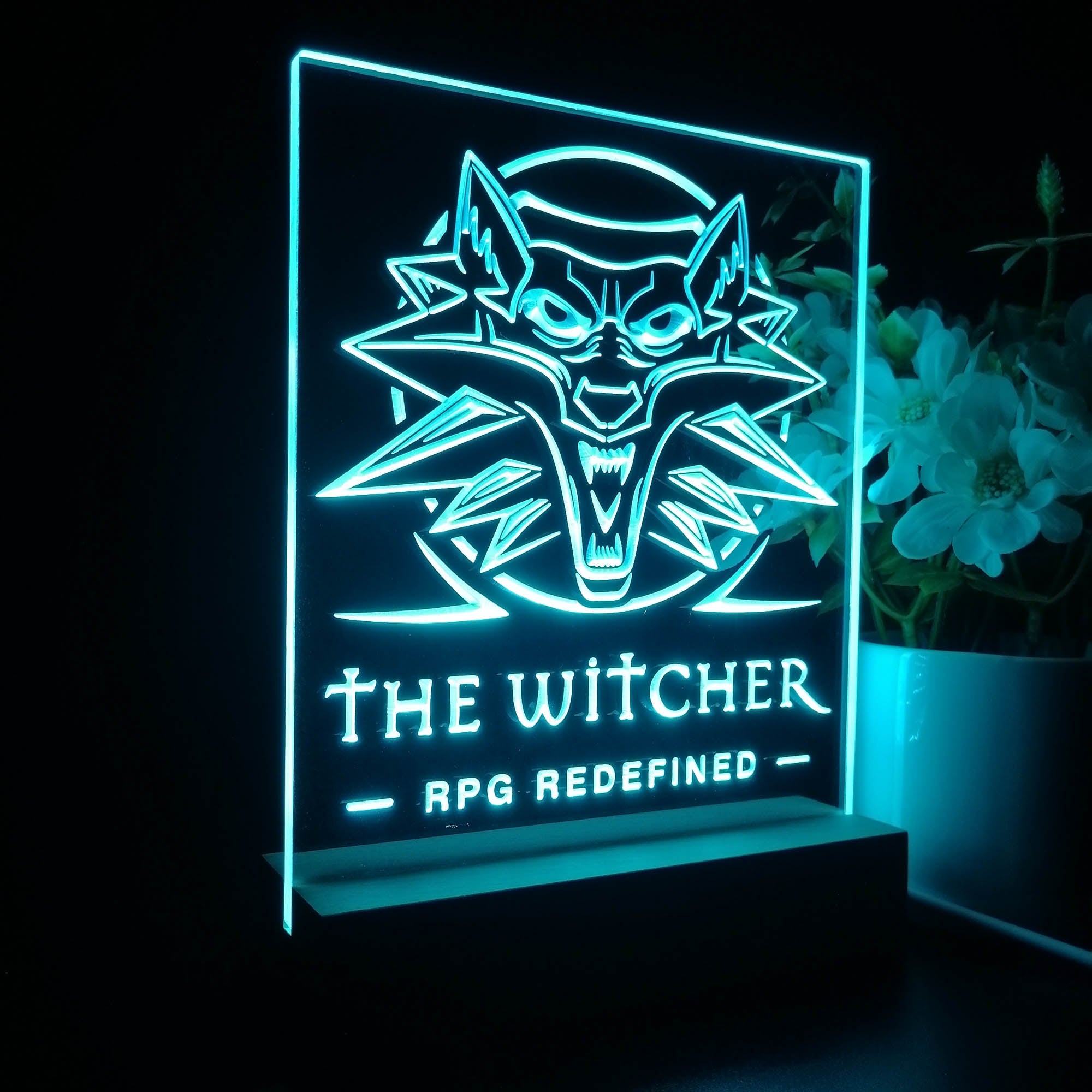 The Witcher Wolf Head 3D LED Optical Illusion Sleep Night Light Table Lamp