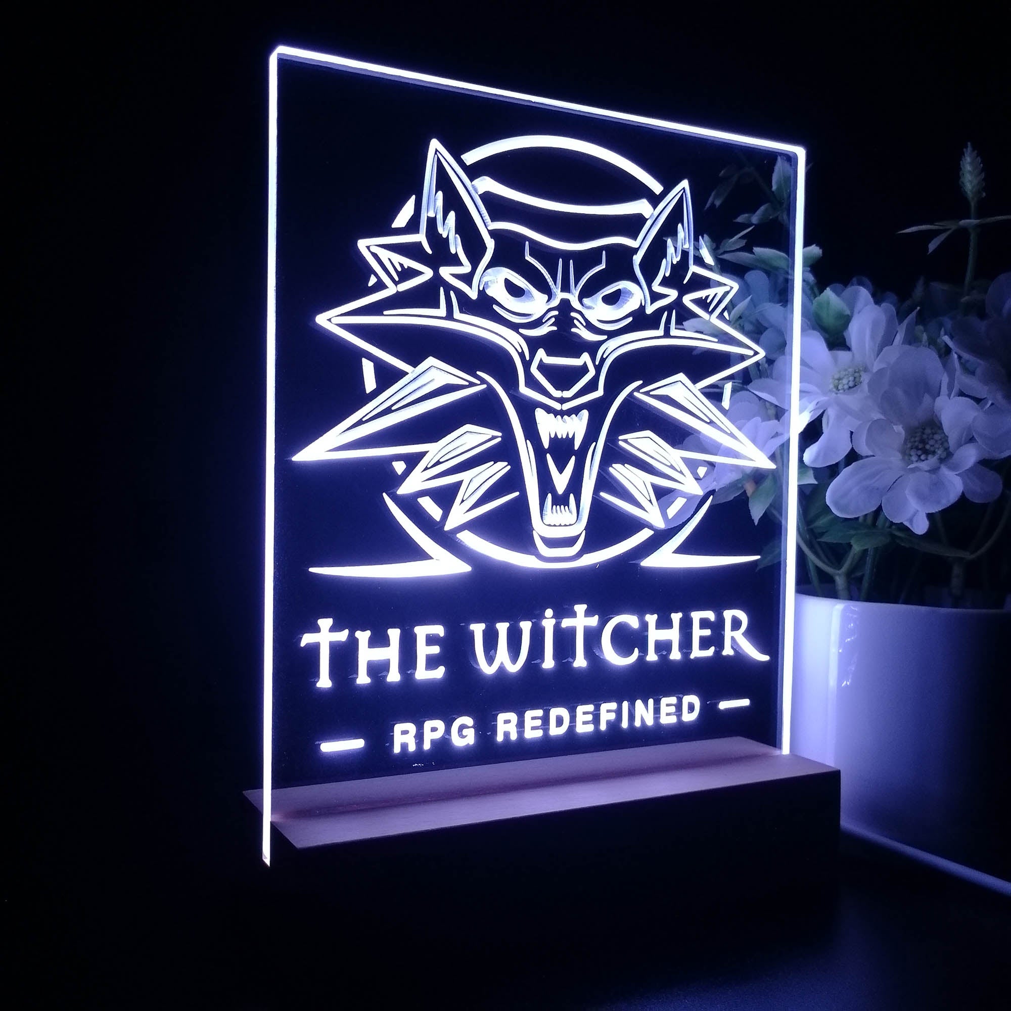 The Witcher Wolf Head 3D LED Optical Illusion Sleep Night Light Table Lamp