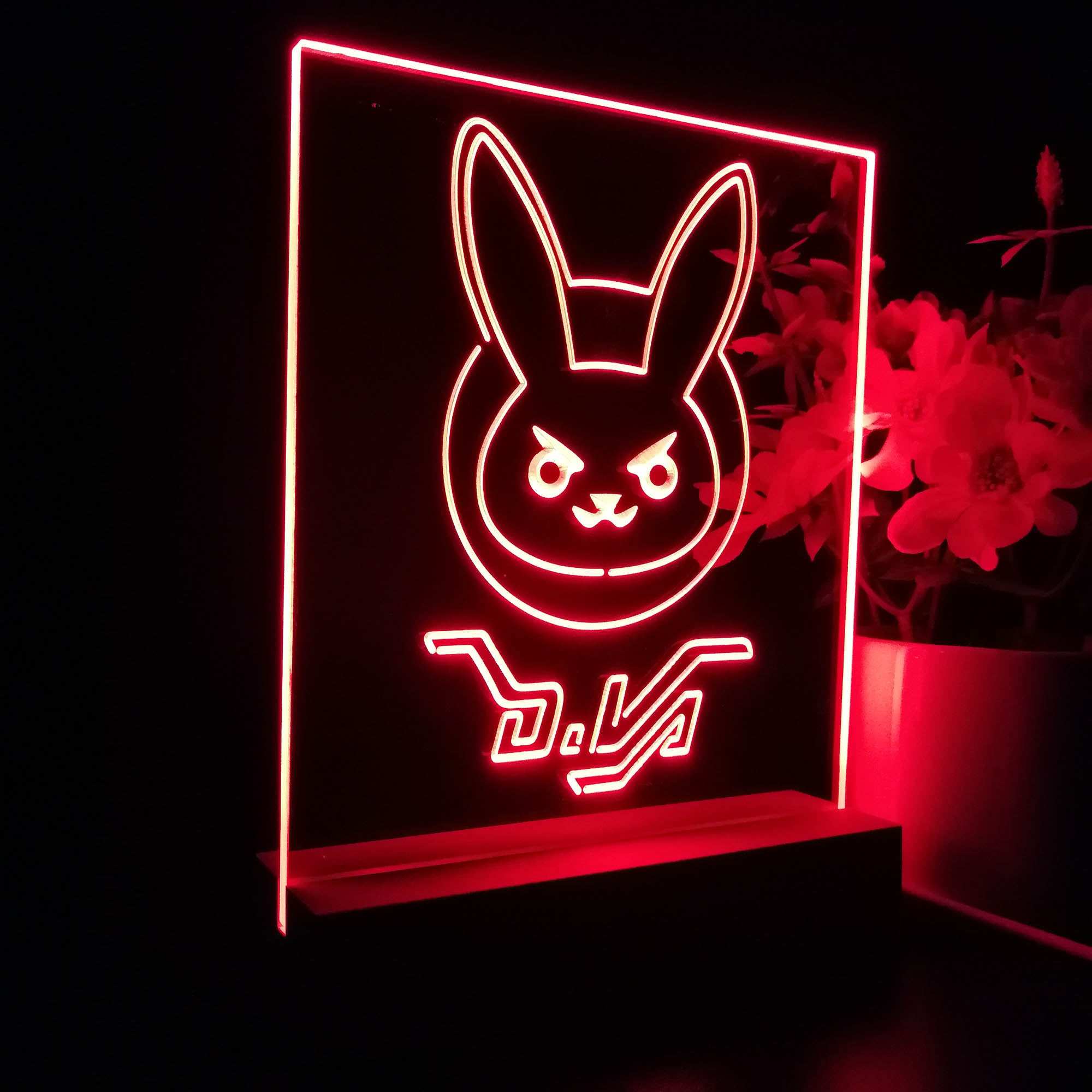 Overwatch Dva 3D Neon LED Night Light Sign Table Lamp