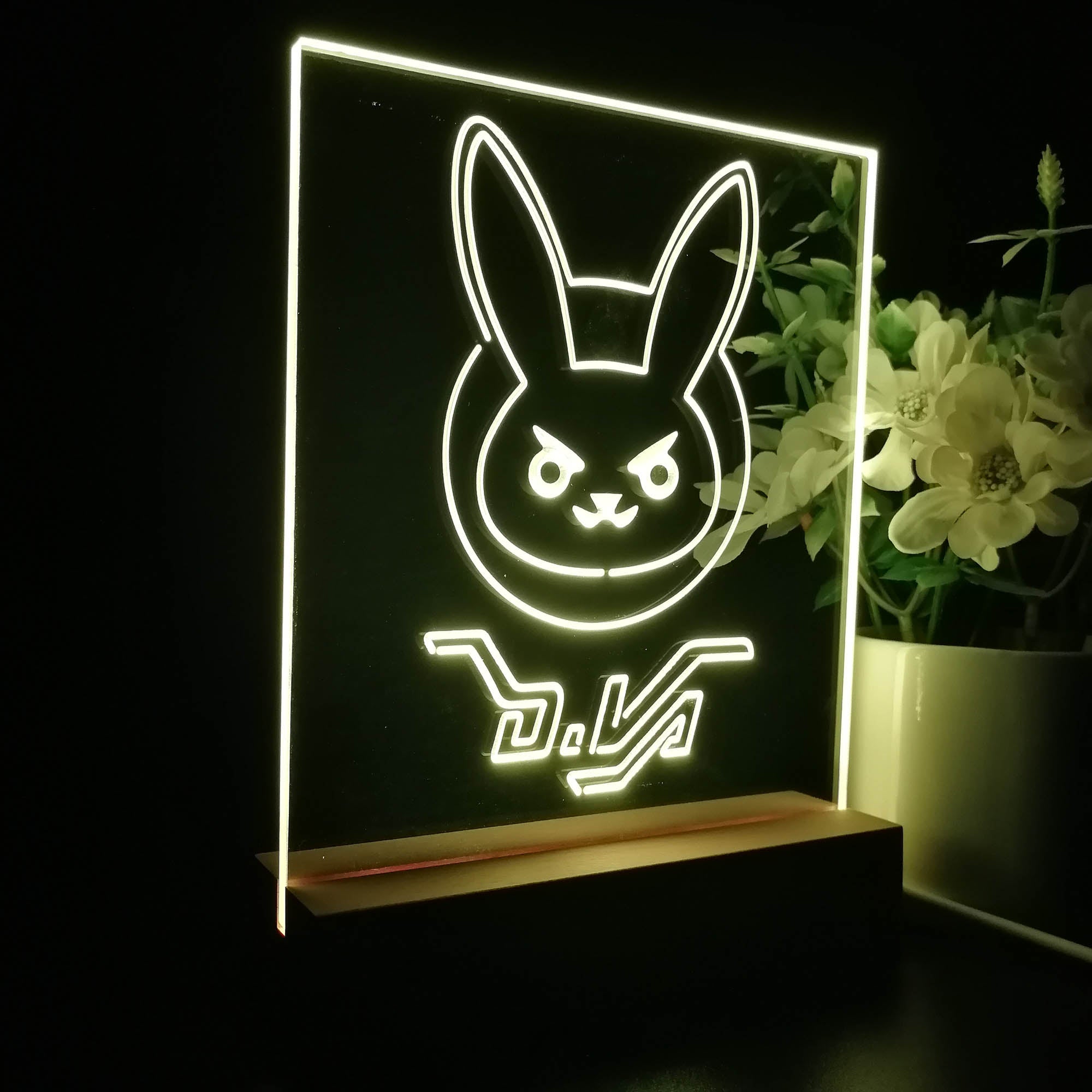 Overwatch Dva 3D Neon LED Night Light Sign Table Lamp